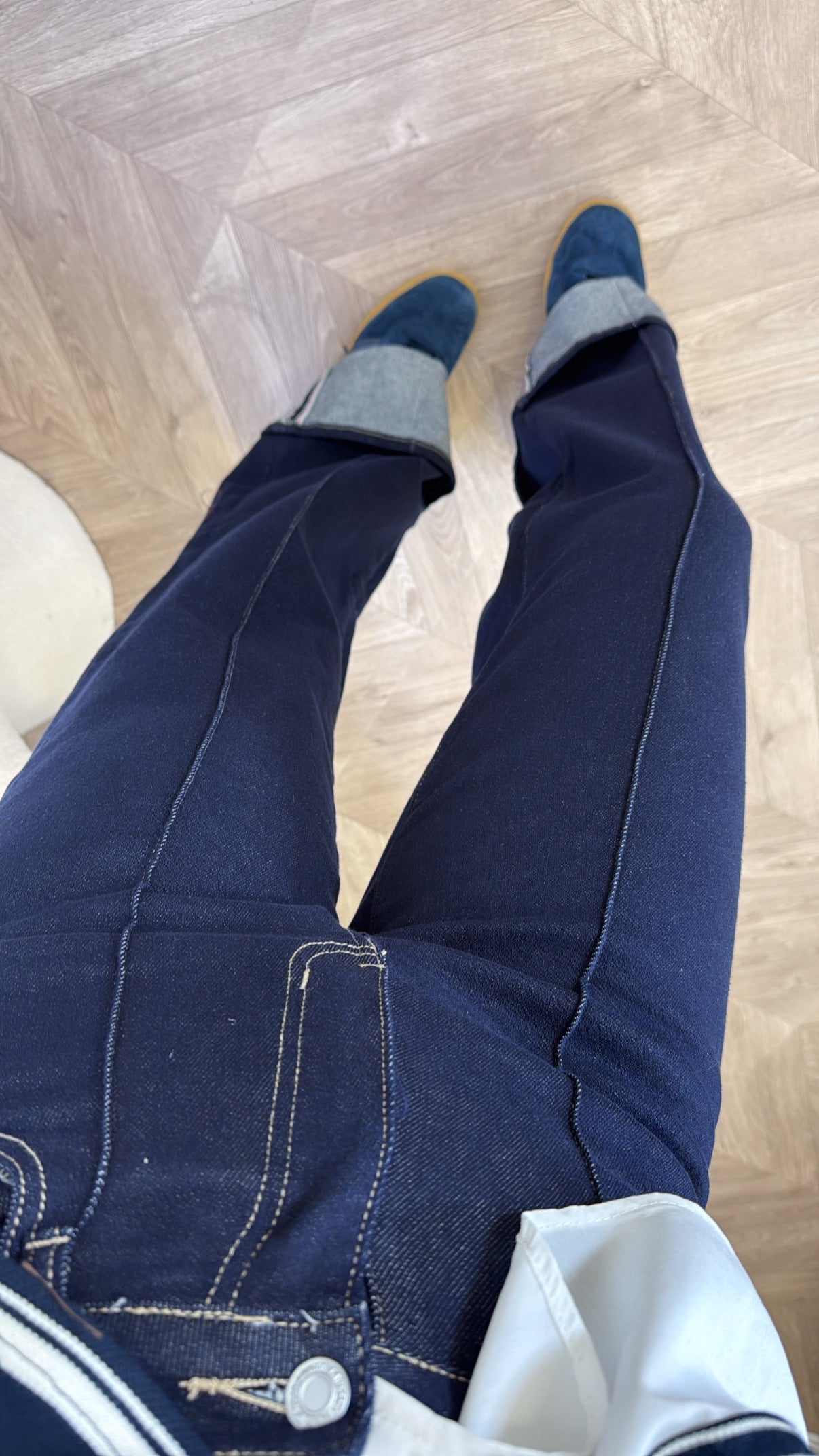 PALOMA dark denim stretchy jeans with fold up hem