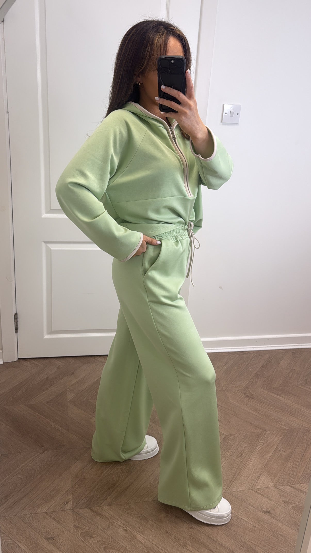 LIBERTY mint green half zip hoody and trousers lounge set