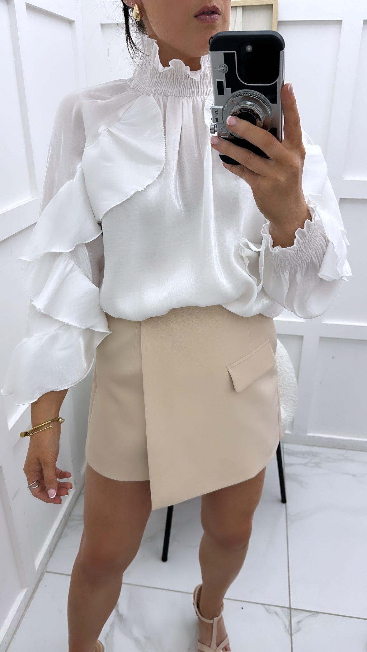 KEISHA beige asymmetrical skort