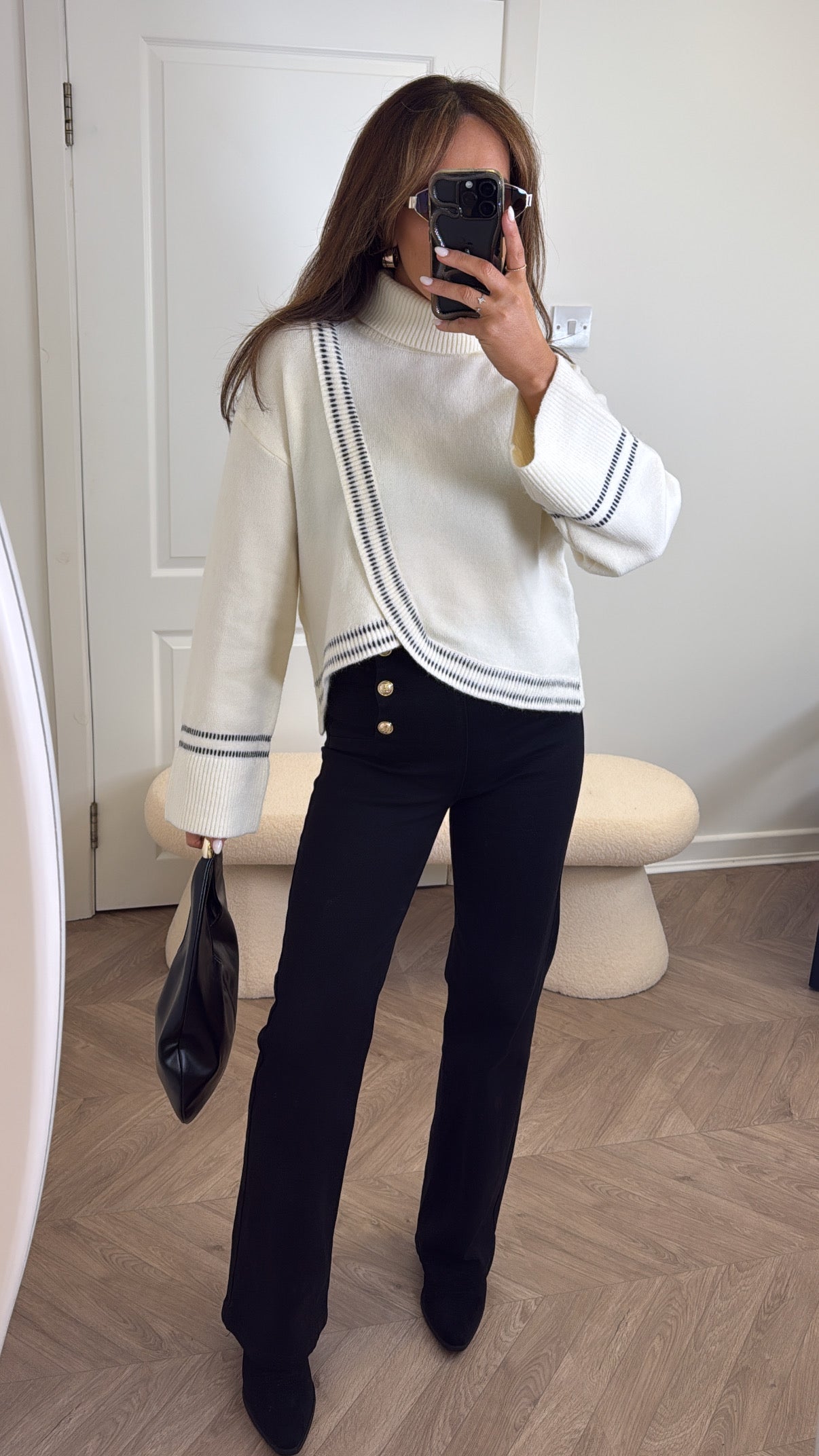 POPPY cream soft knit jumper with seam detailing