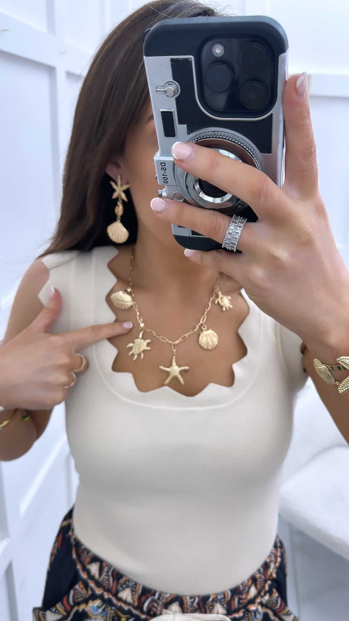 ARIEL gold shell charm necklace