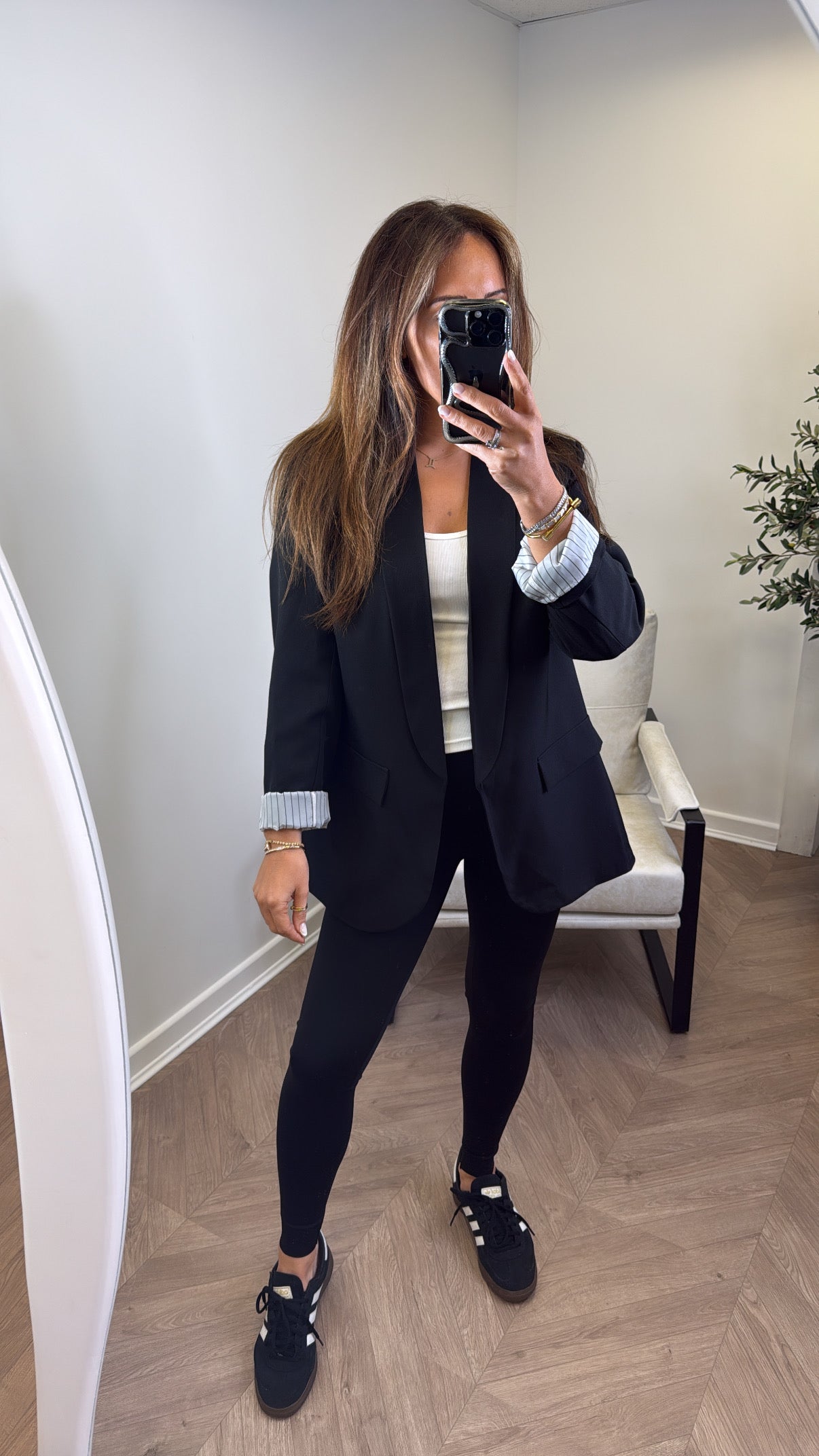 JENNIFER black blazer with pinstripe cuff