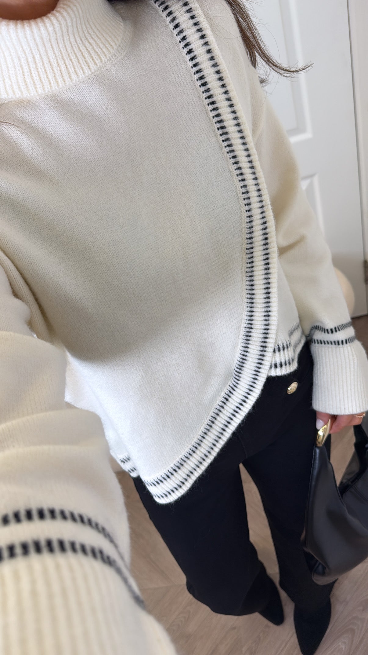POPPY cream soft knit jumper with seam detailing