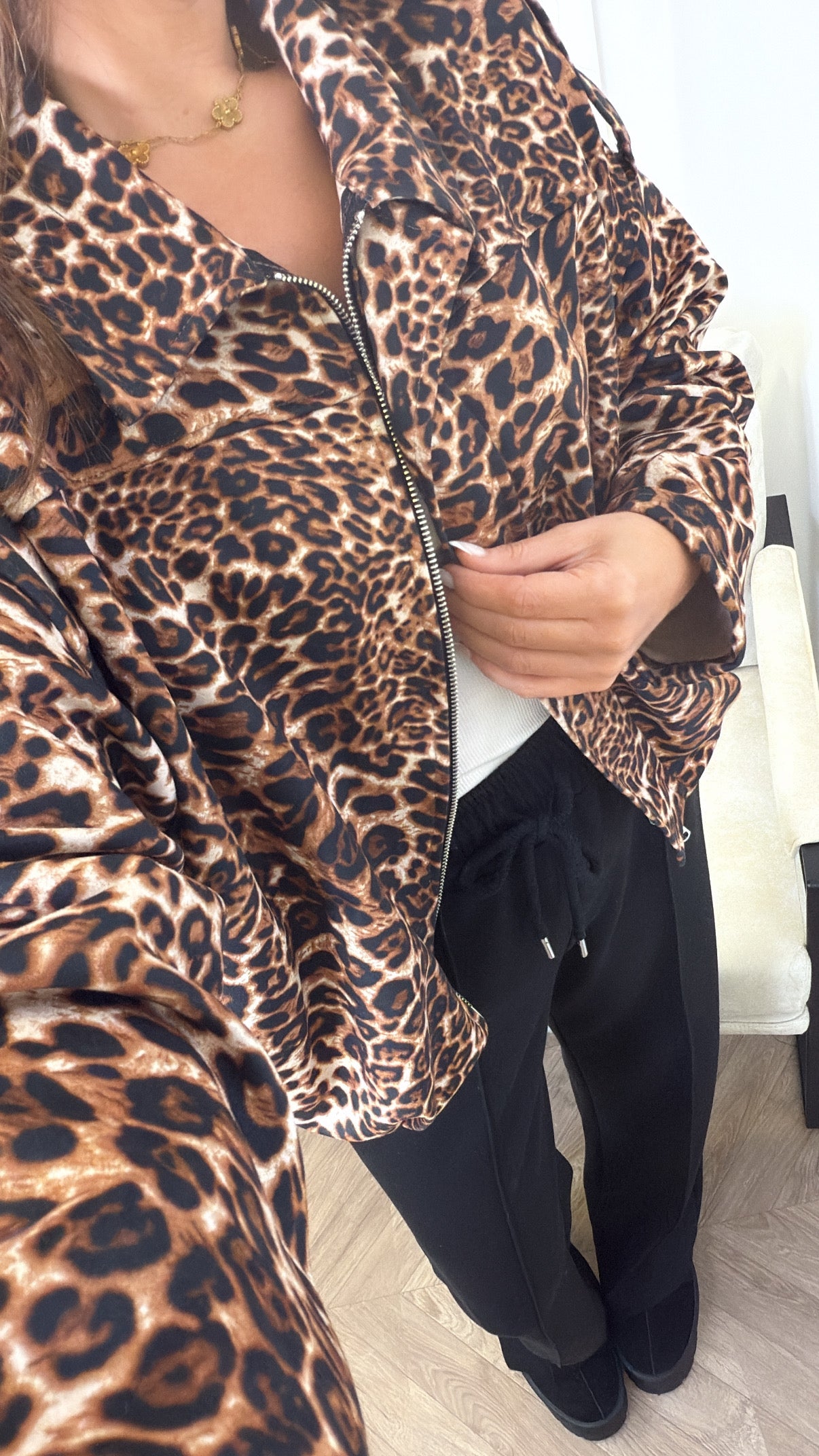 WINNIE leopard print faux suede jacket