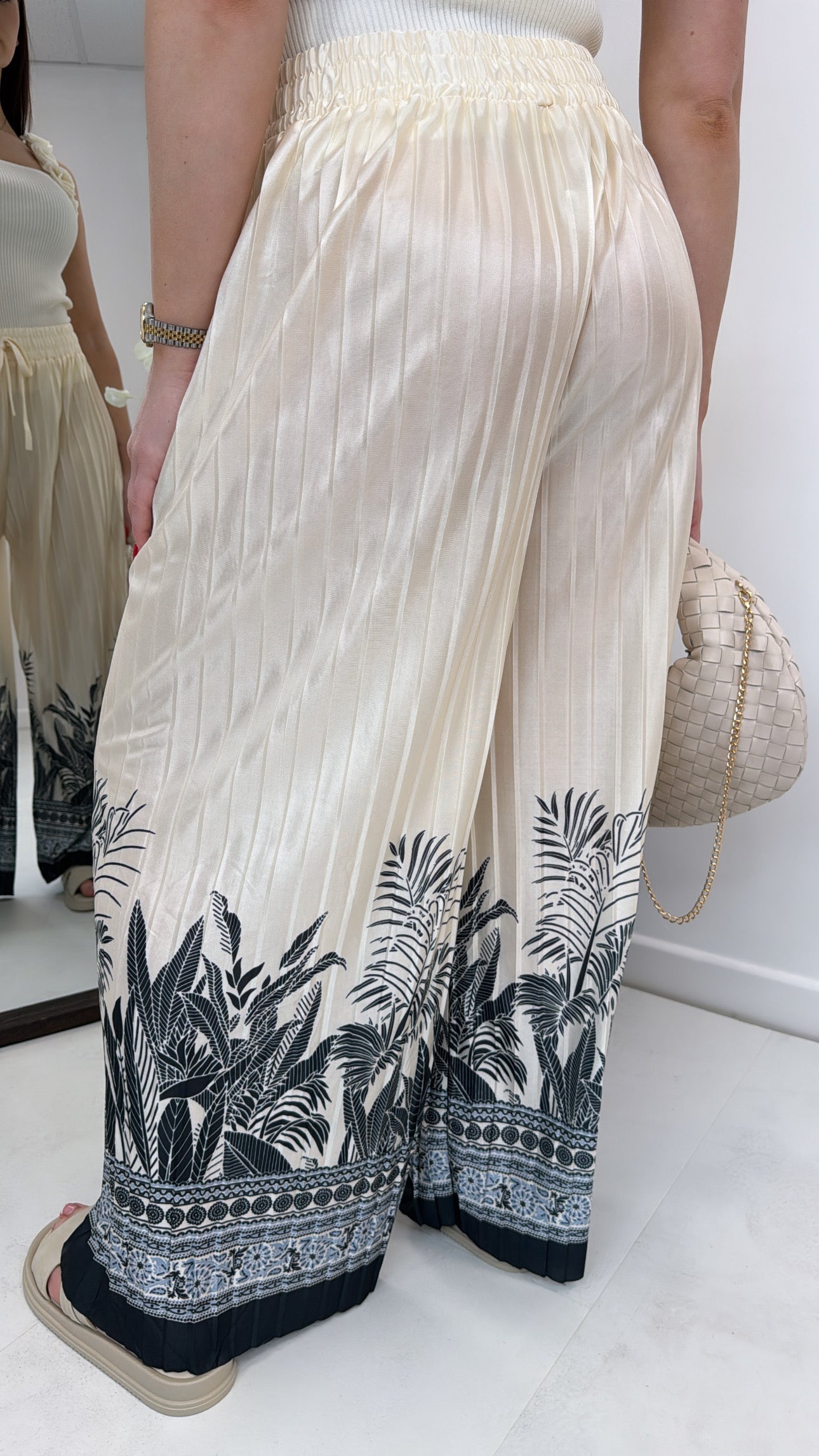 LIA black and cream palazzo trousers