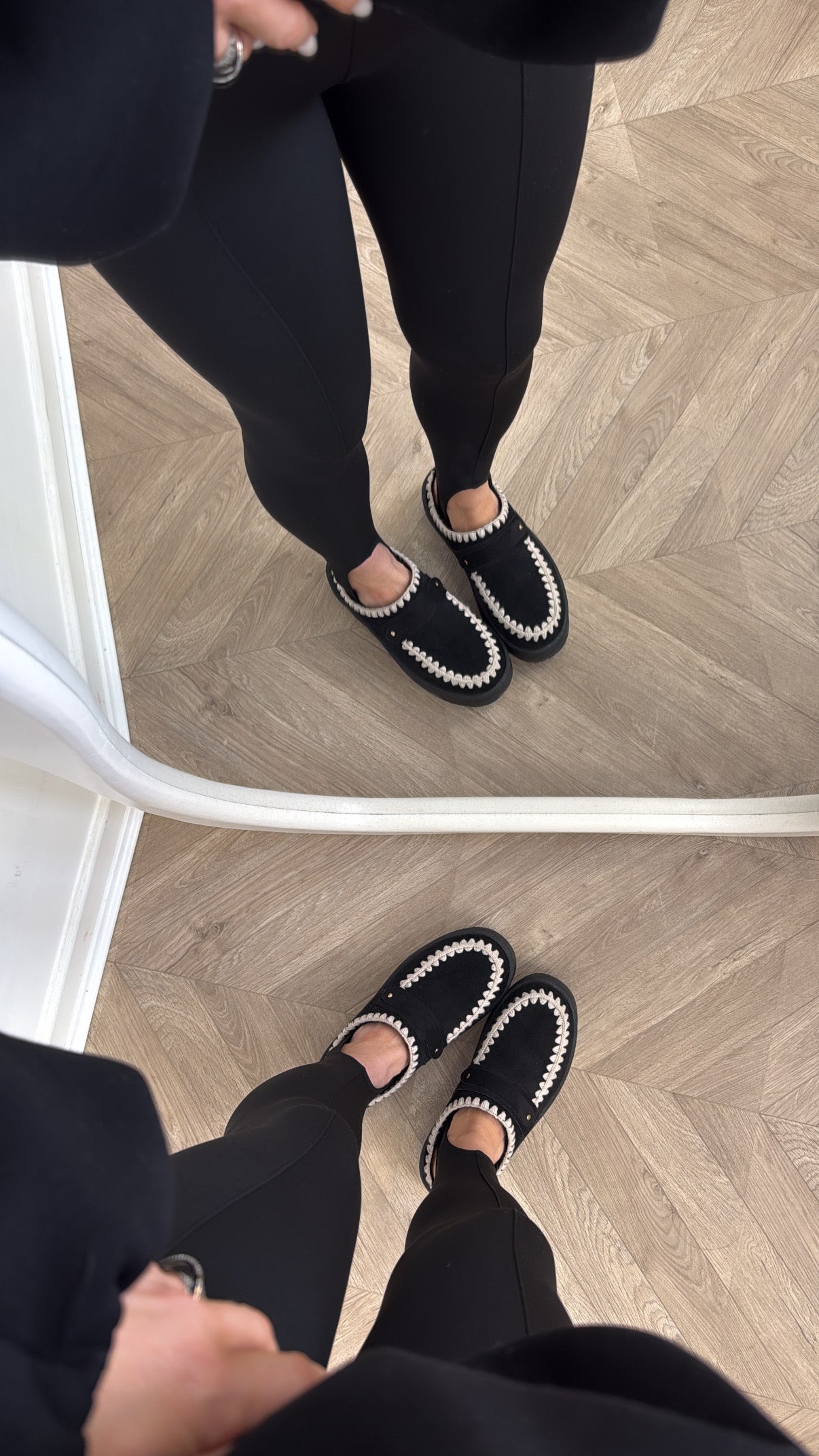 MYA black fleece lined stirrup leggings