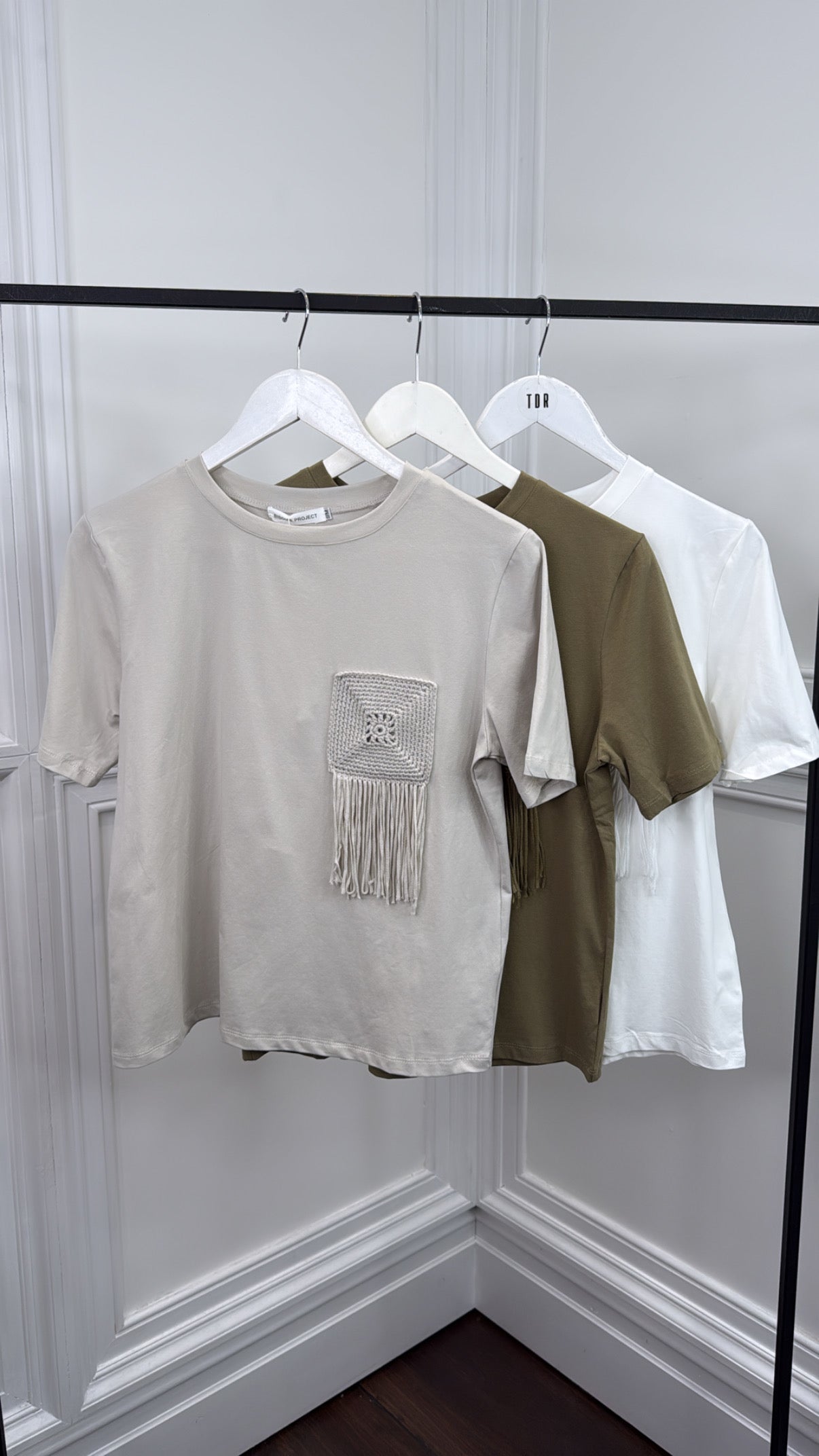 LAYLA stone crochet detail t-shirt