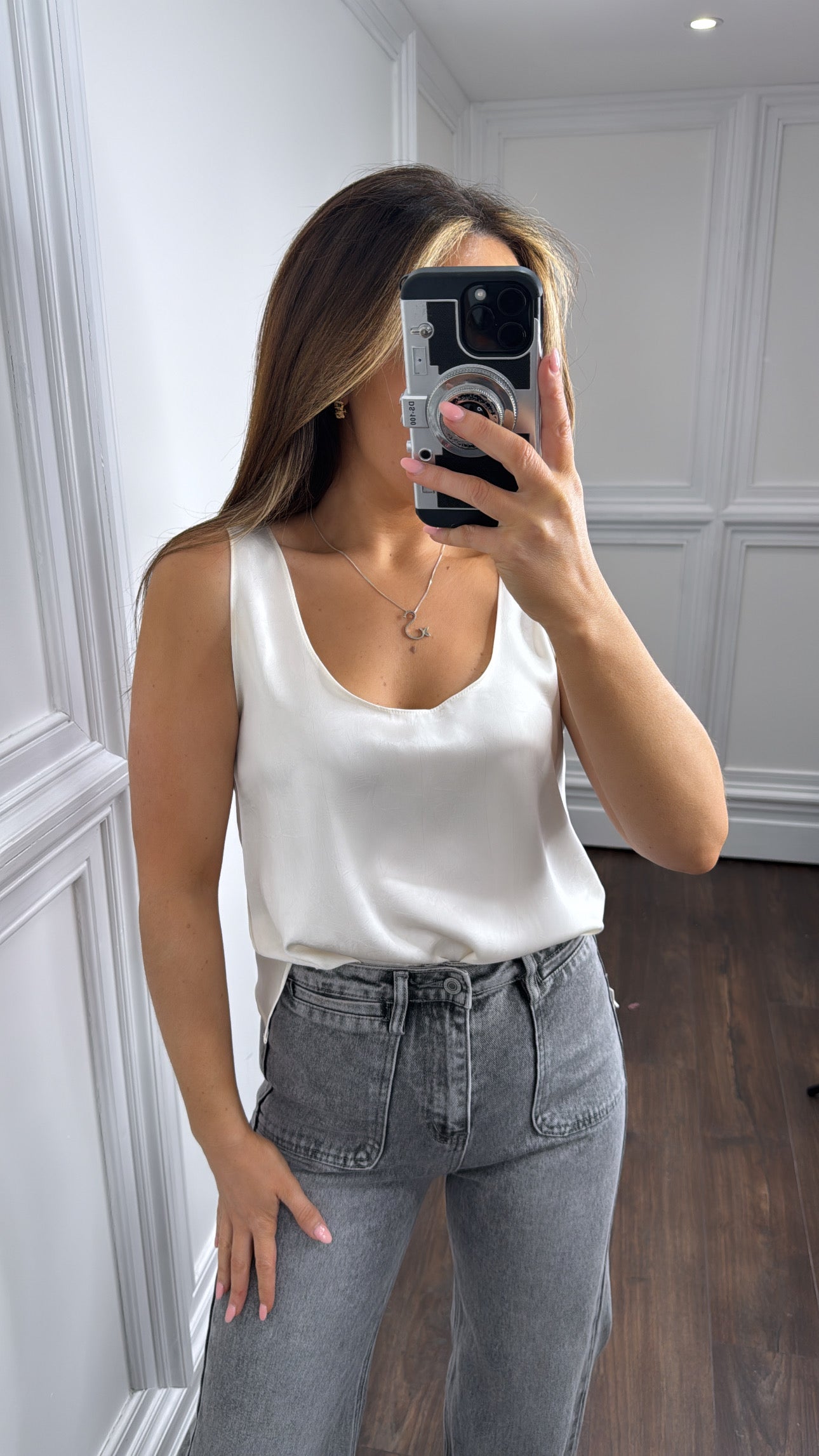 CLAUDIA cream satin cami top