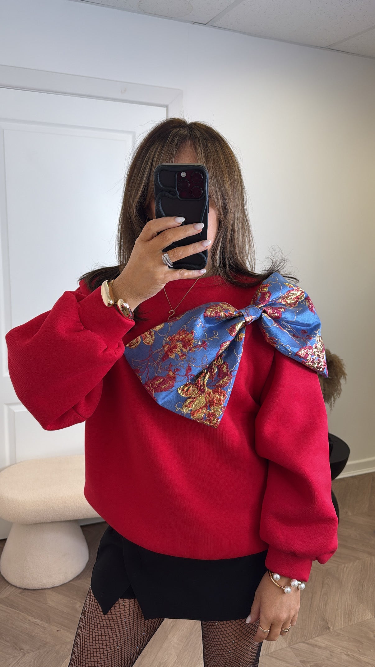 WYNTER red bow detail sweatshirt