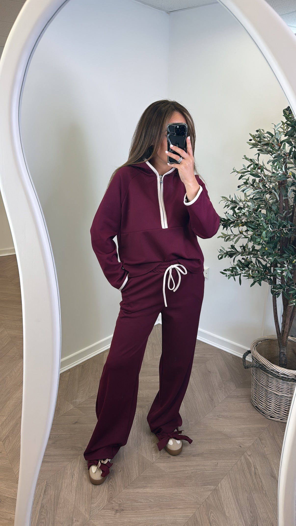 LIBERTY burgundy half zip hoody and trousers lounge set