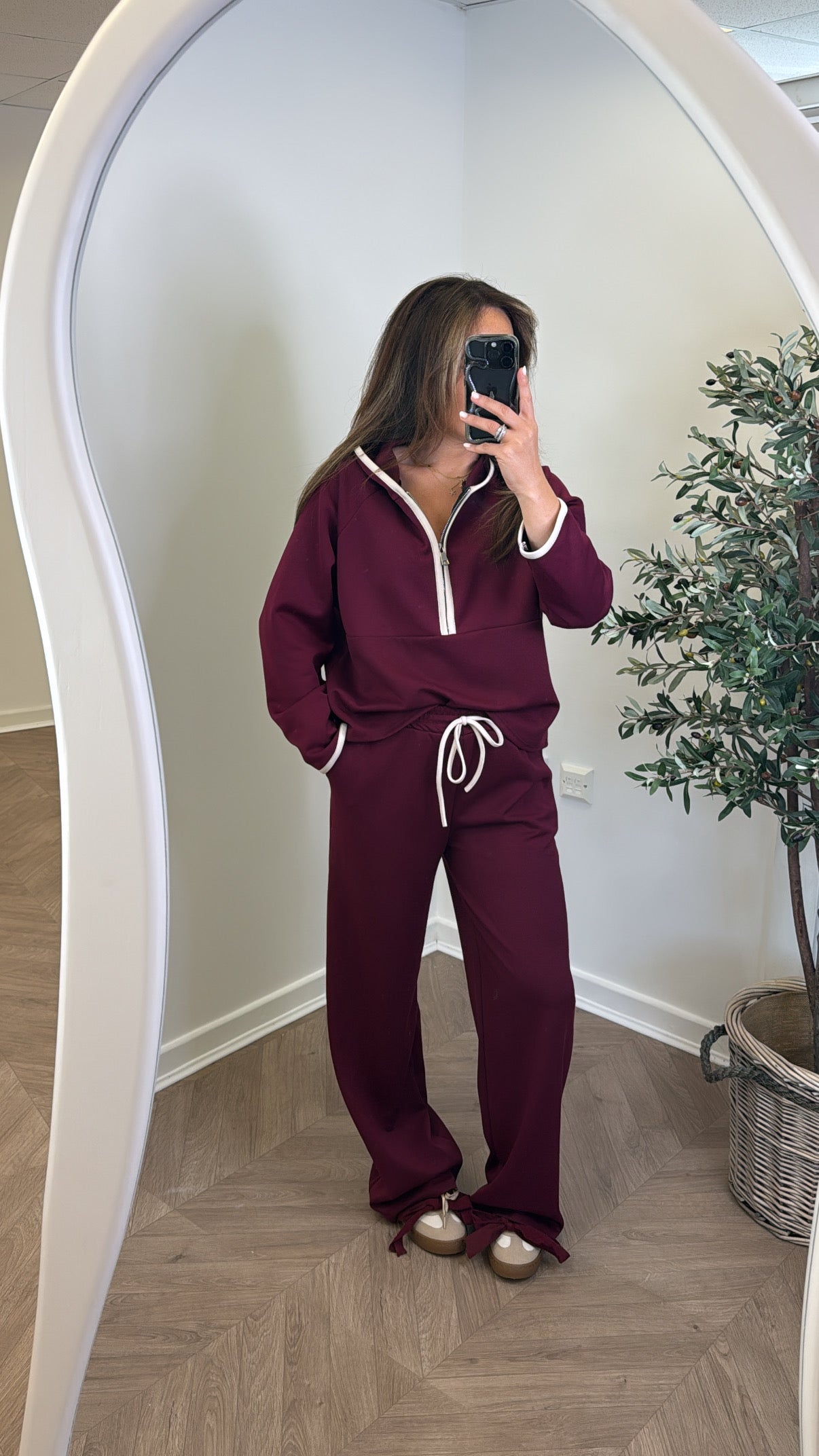 LIBERTY burgundy half zip hoody and trousers lounge set