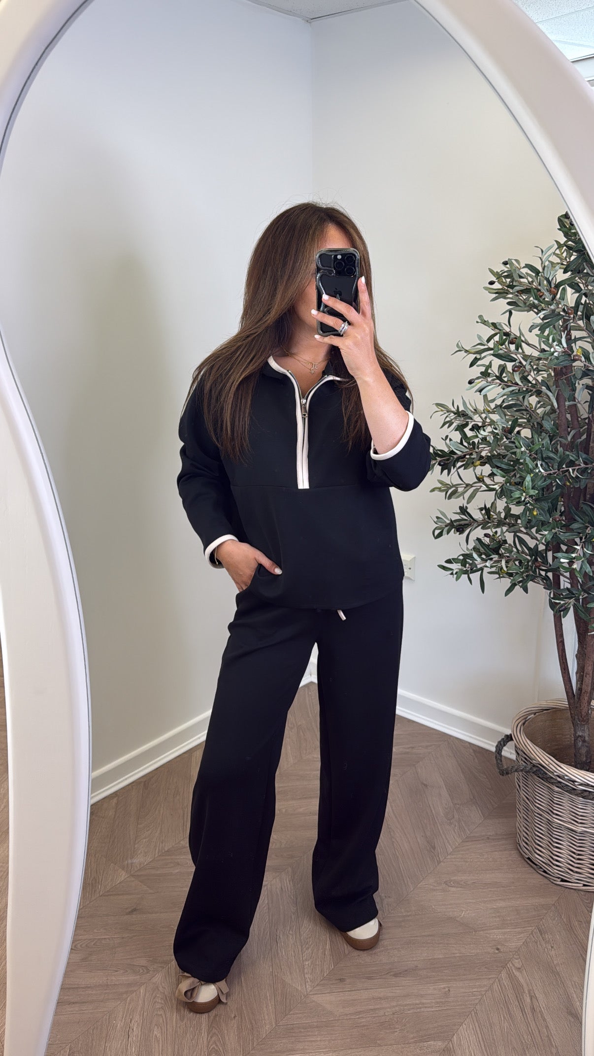 LIBERTY black half zip hoody and trousers lounge set