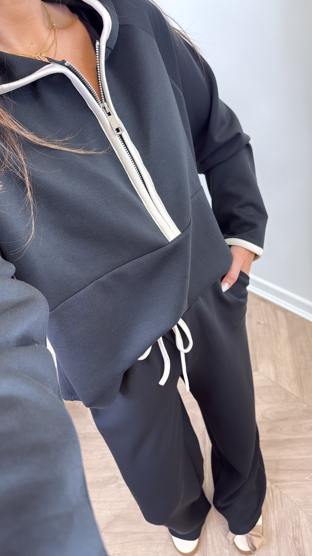 LIBERTY black half zip hoody and trousers lounge set
