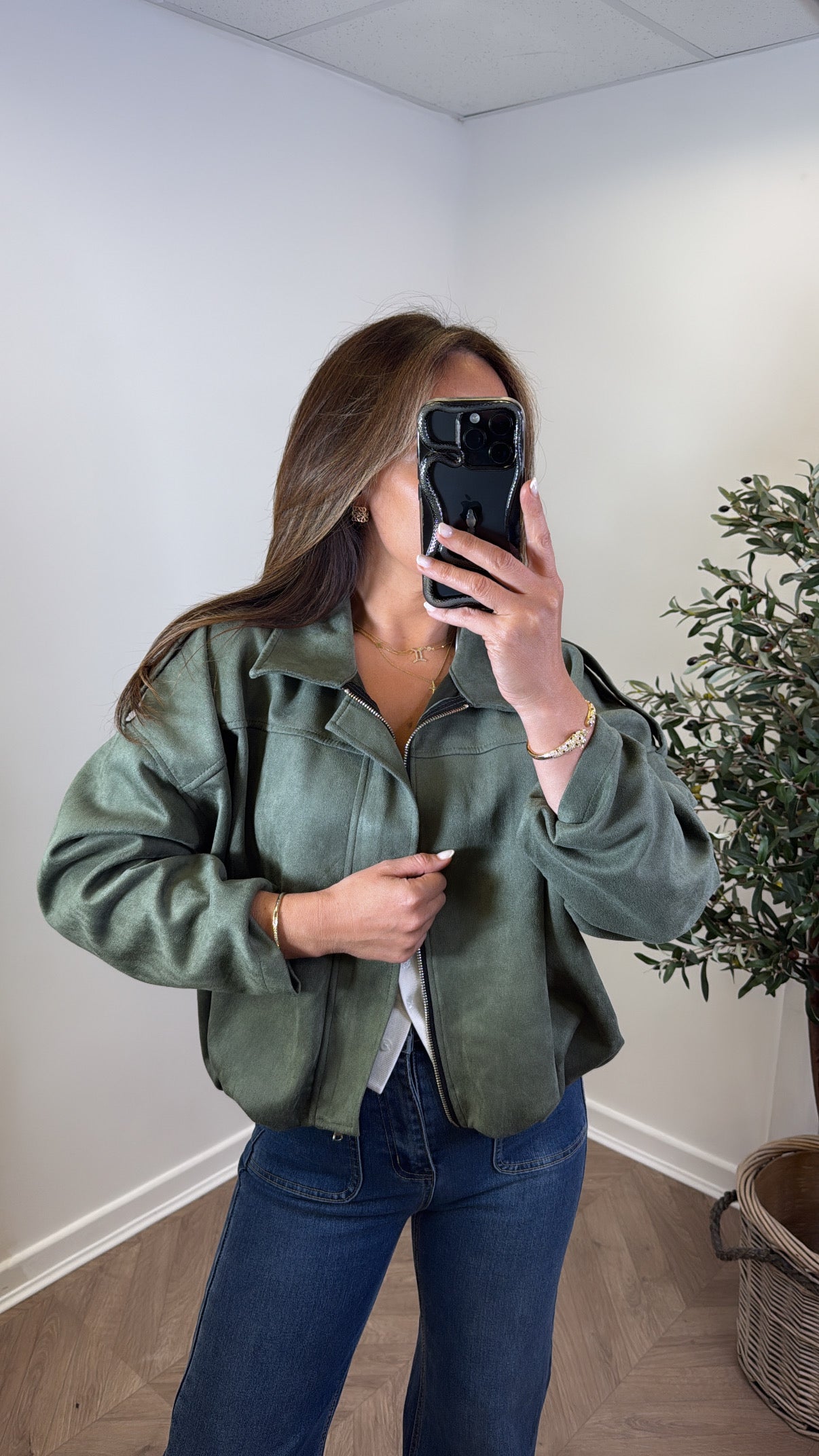 WINNIE khaki faux suede jacket