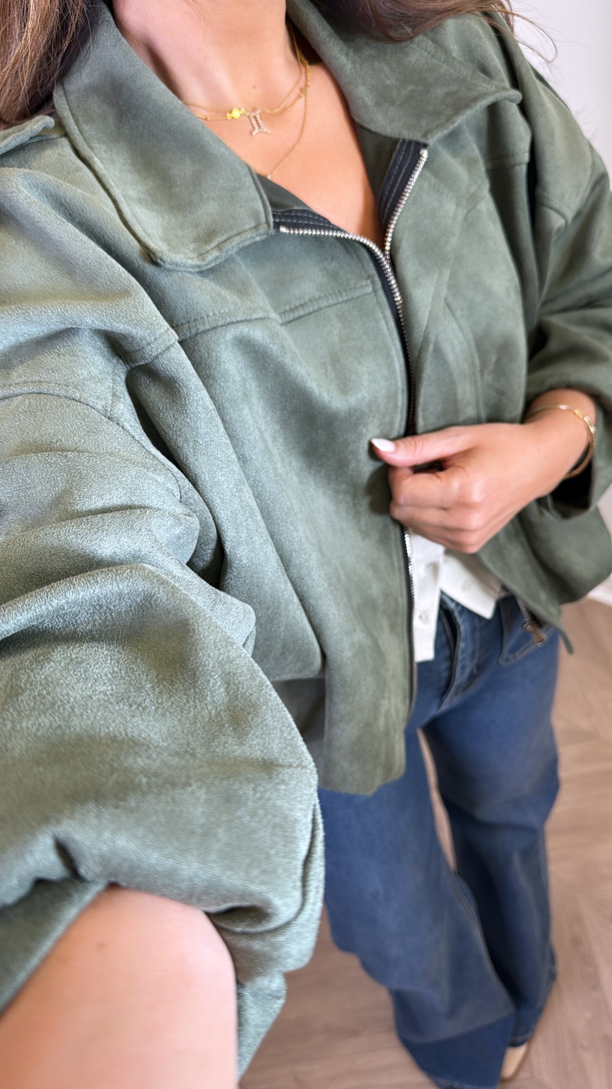 WINNIE khaki faux suede jacket