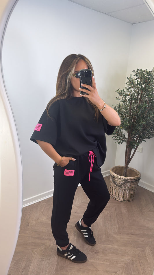 LESSIE black life logo lounge set with cuffed joggers