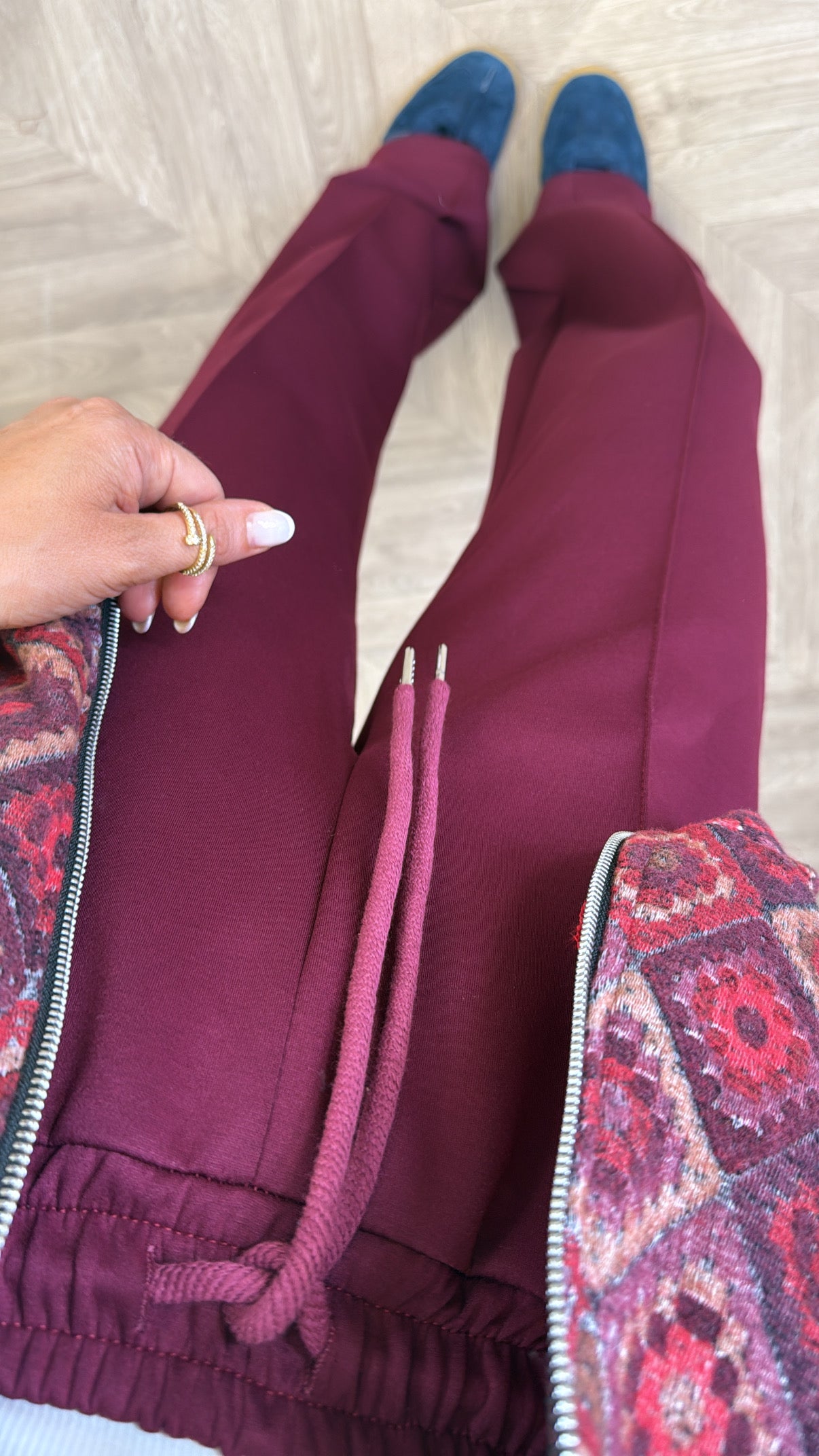 MARLEY burgundy soft seam detail joggers
