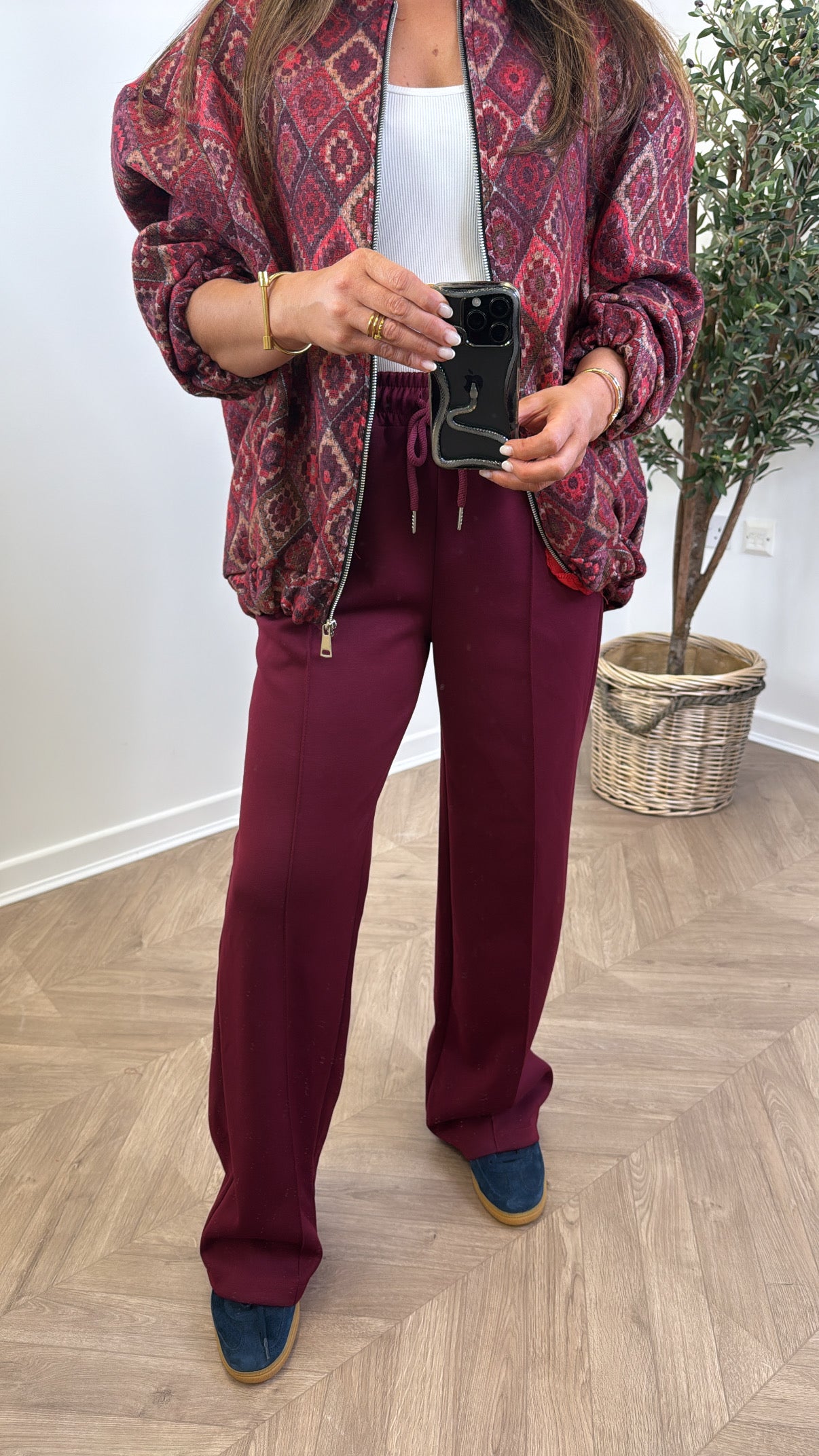 MARLEY burgundy soft seam detail joggers
