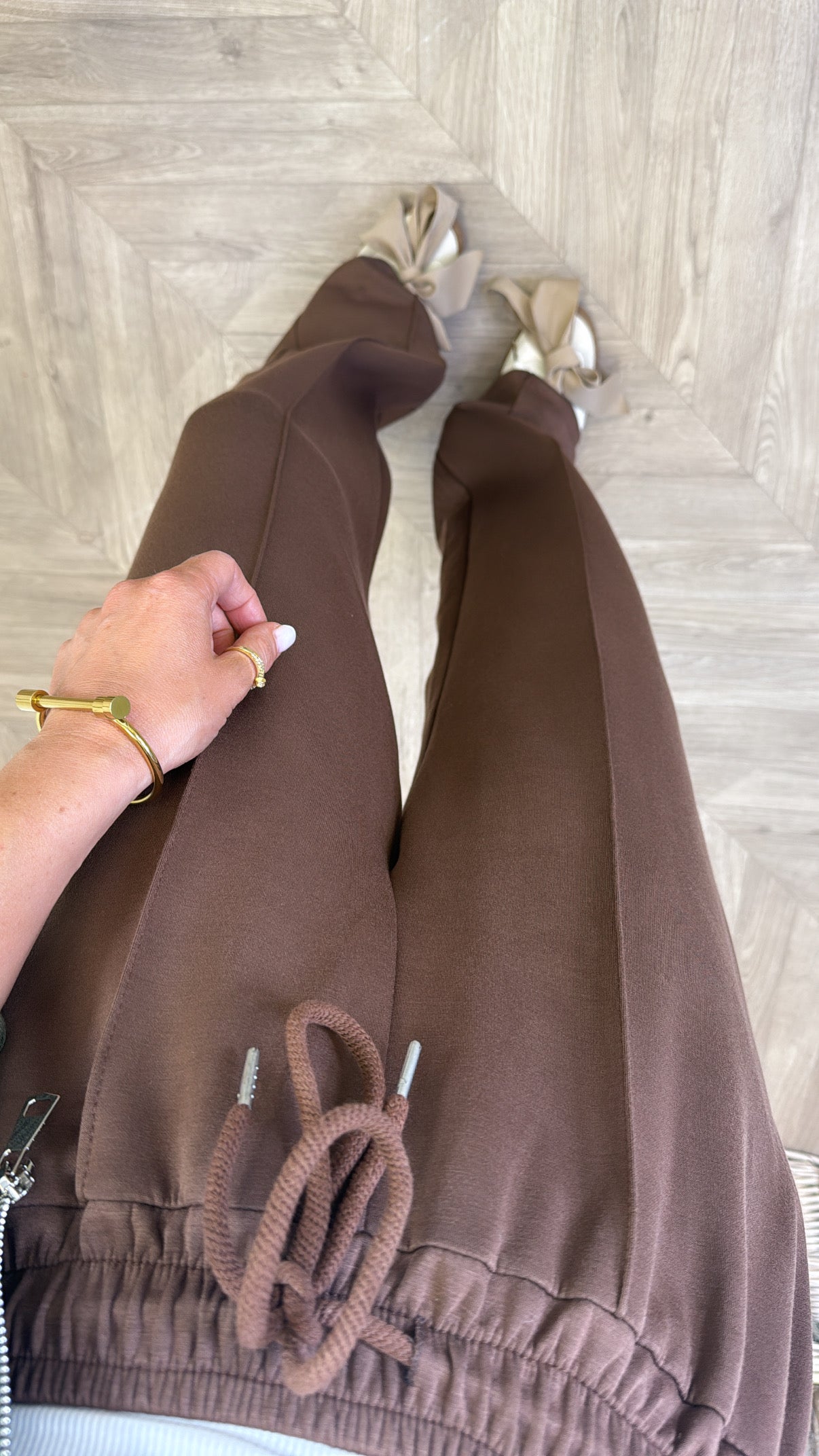 MARLEY brown soft seam detail joggers