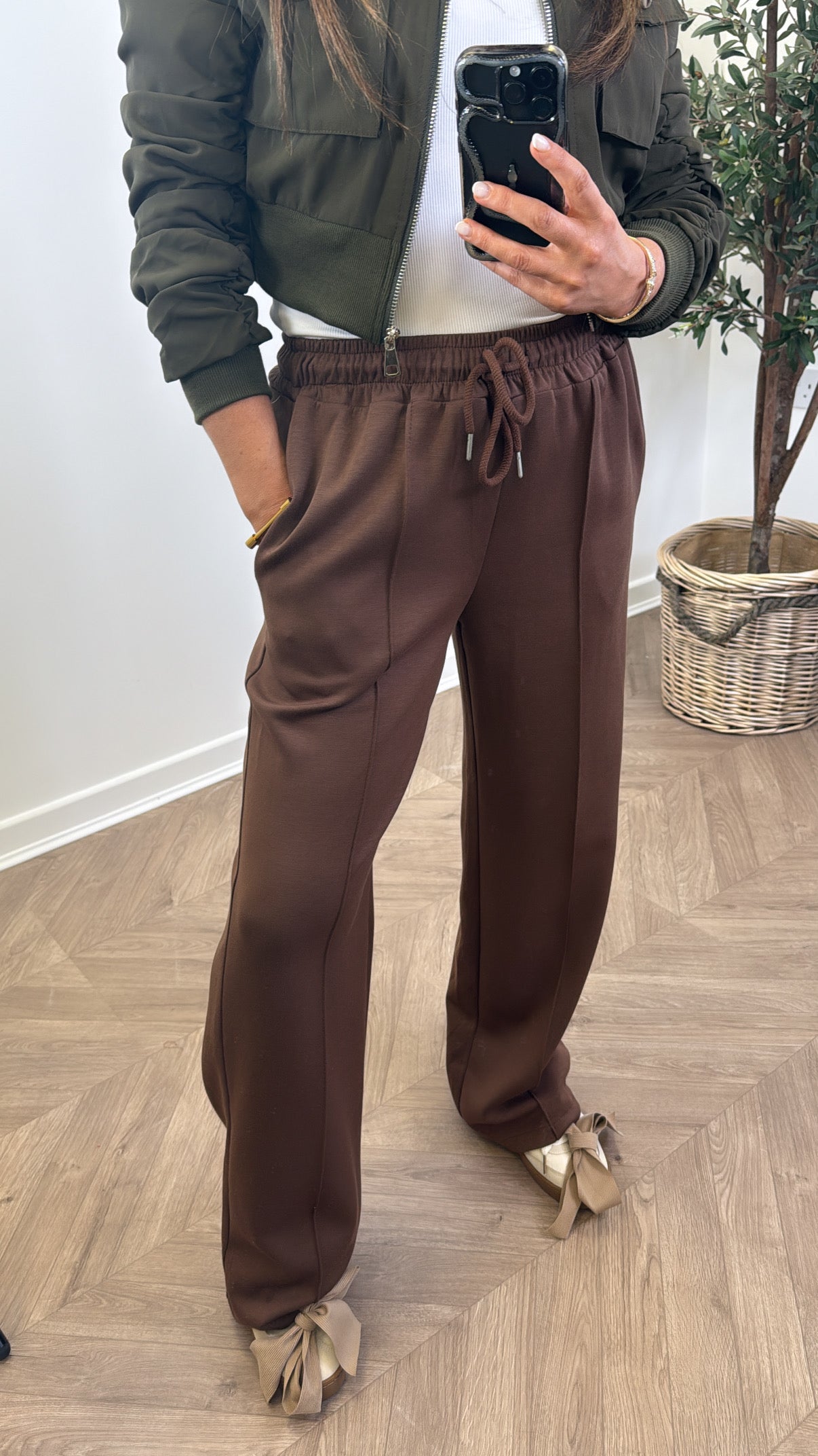 MARLEY brown soft seam detail joggers