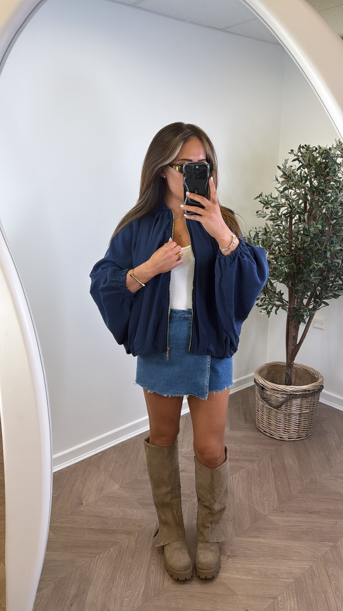 WILLA navy batwing zip up jacket
