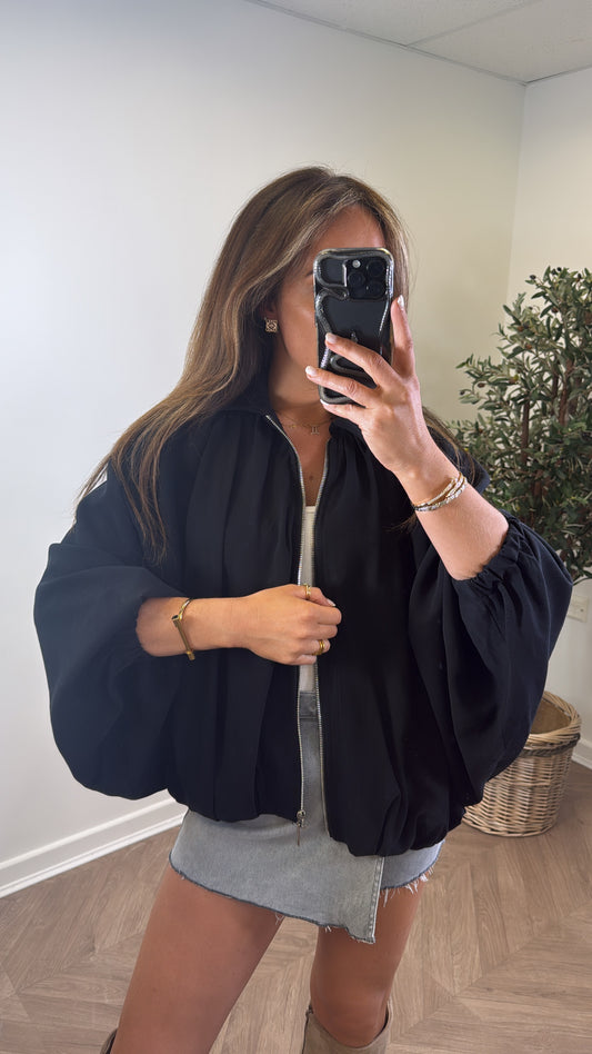 WILLA black batwing zip up jacket