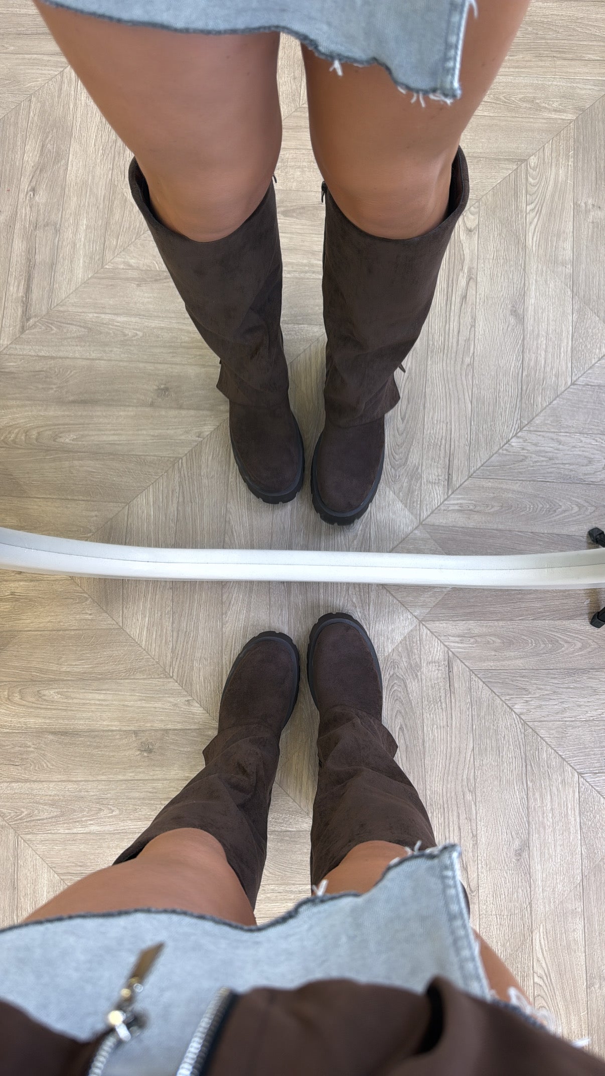 ALBA brown faux suede fold down boots