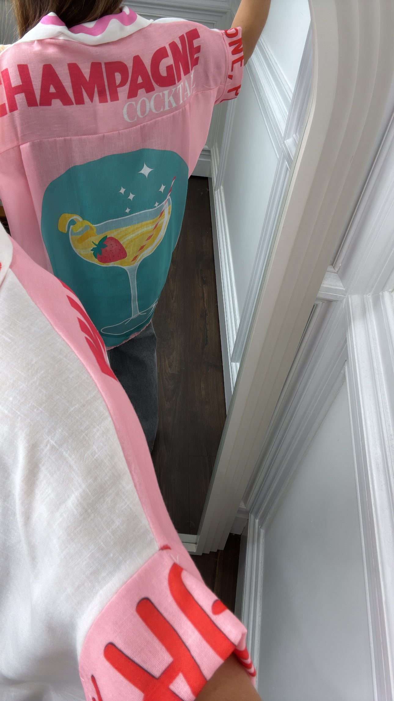 AMIEE pink champagne cocktail printed shirt