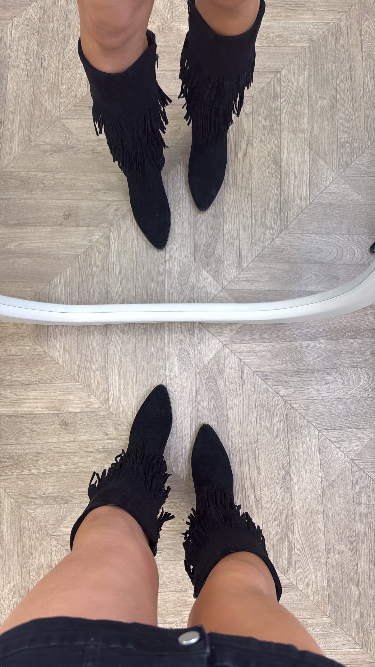 CODY black mid calf tassel boots