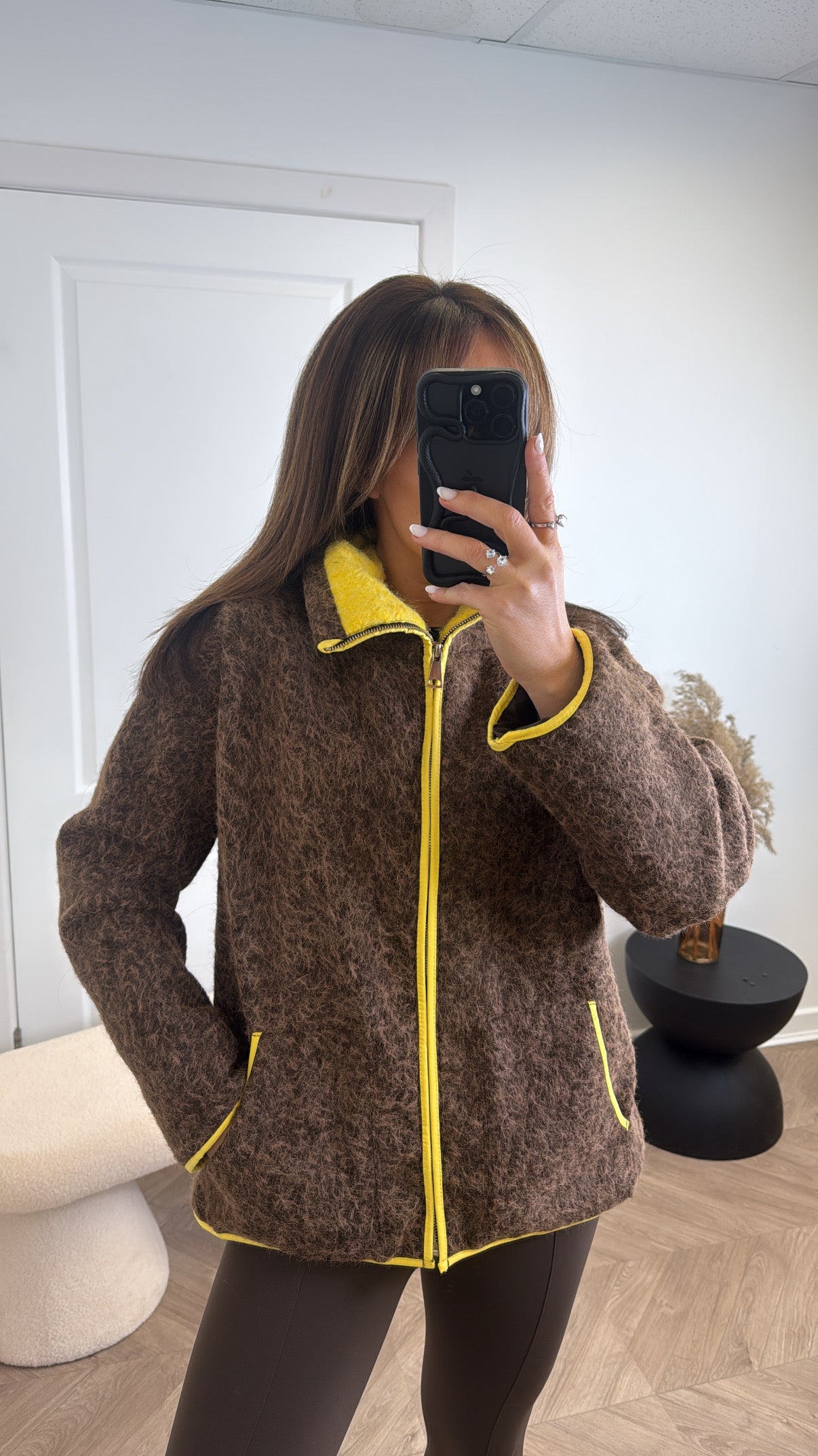 MACY brown super soft contrast jacket