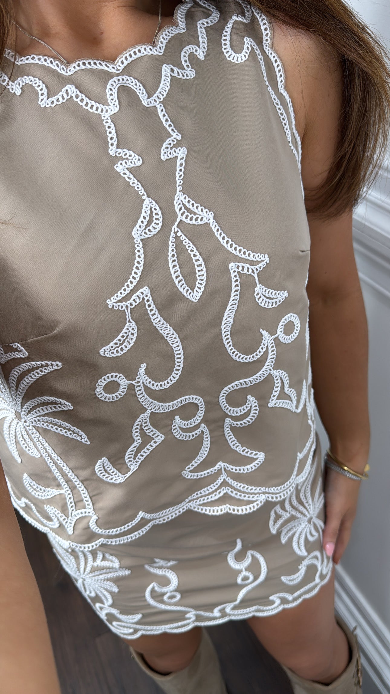 BROGAN taupe embroidered co-ord