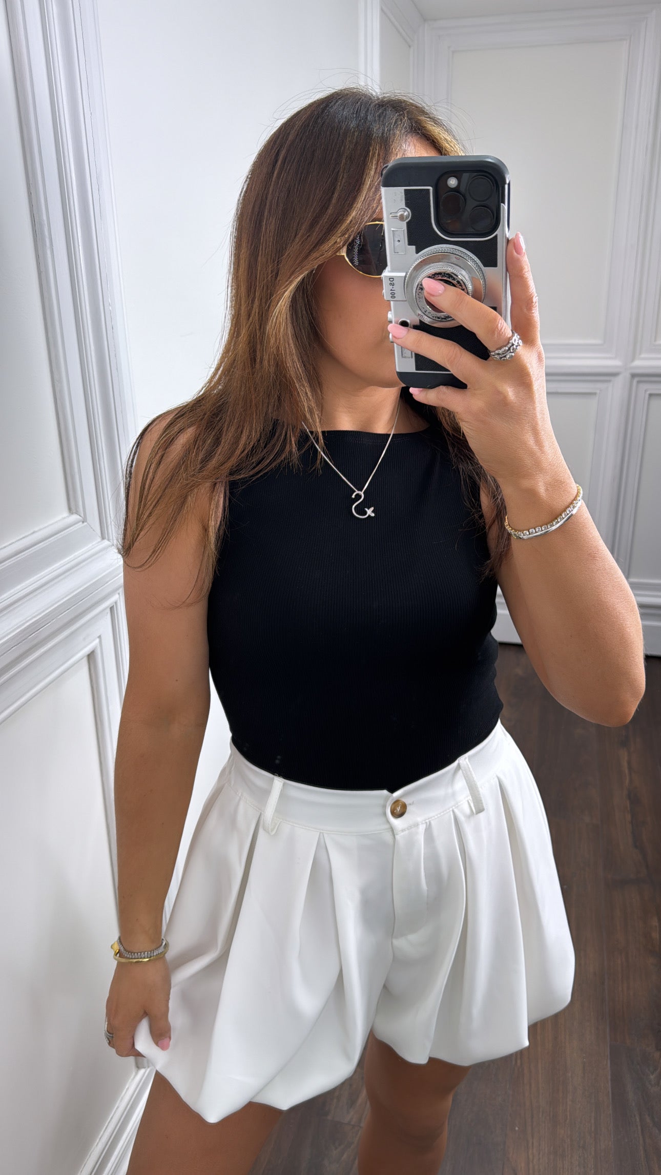 BECCI black basic ribbed vest top