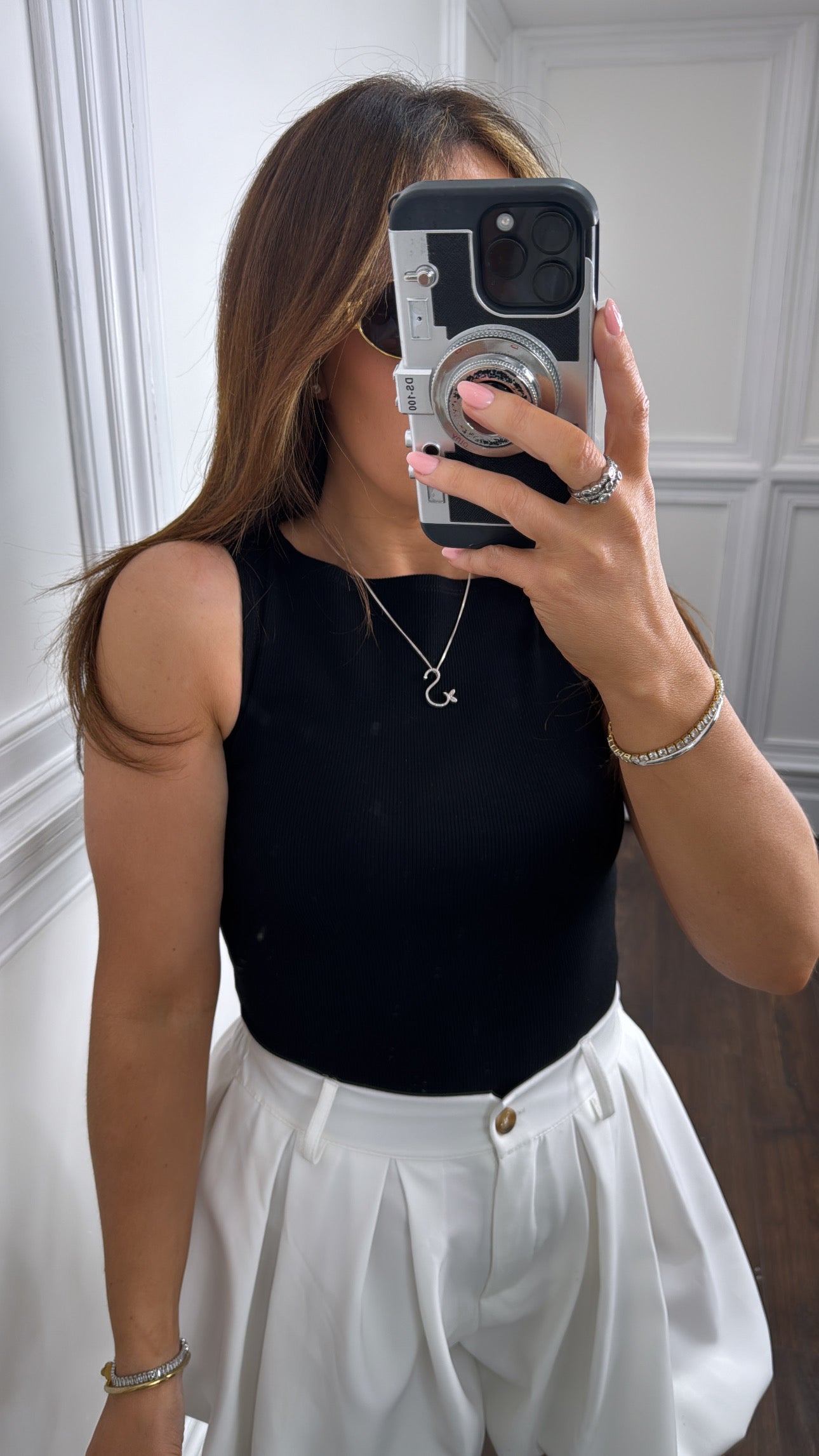 BECCI black basic ribbed vest top