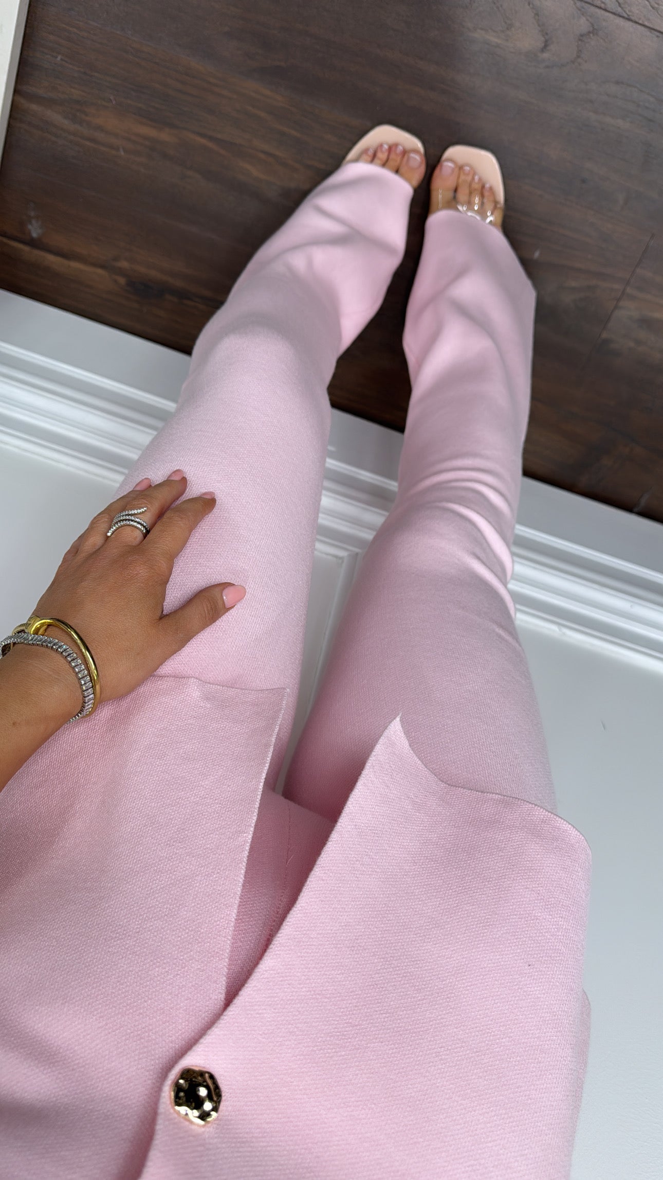 TOYA pink waist jacket and trousers co-ord set