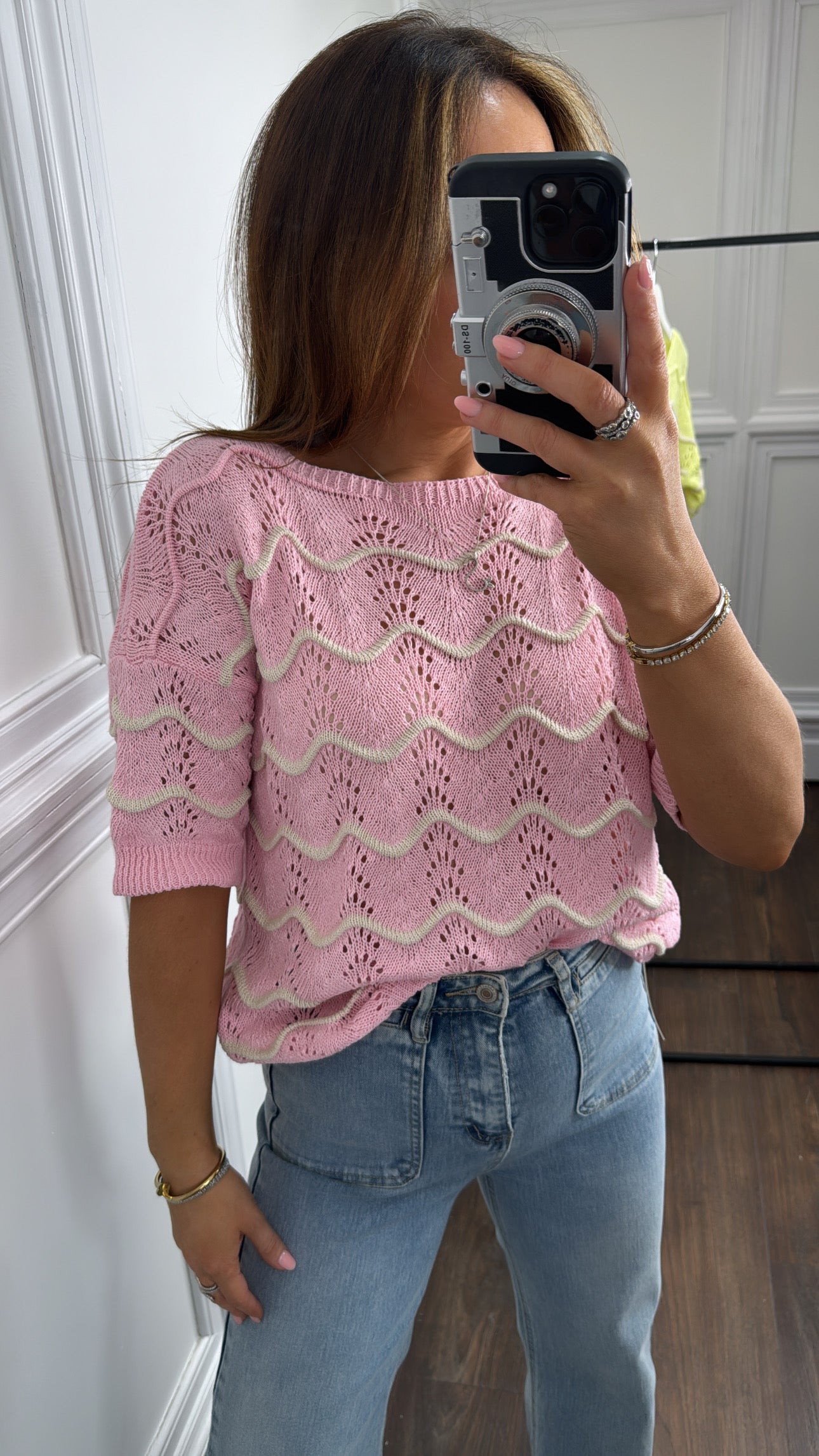 IVY pink wave knit top