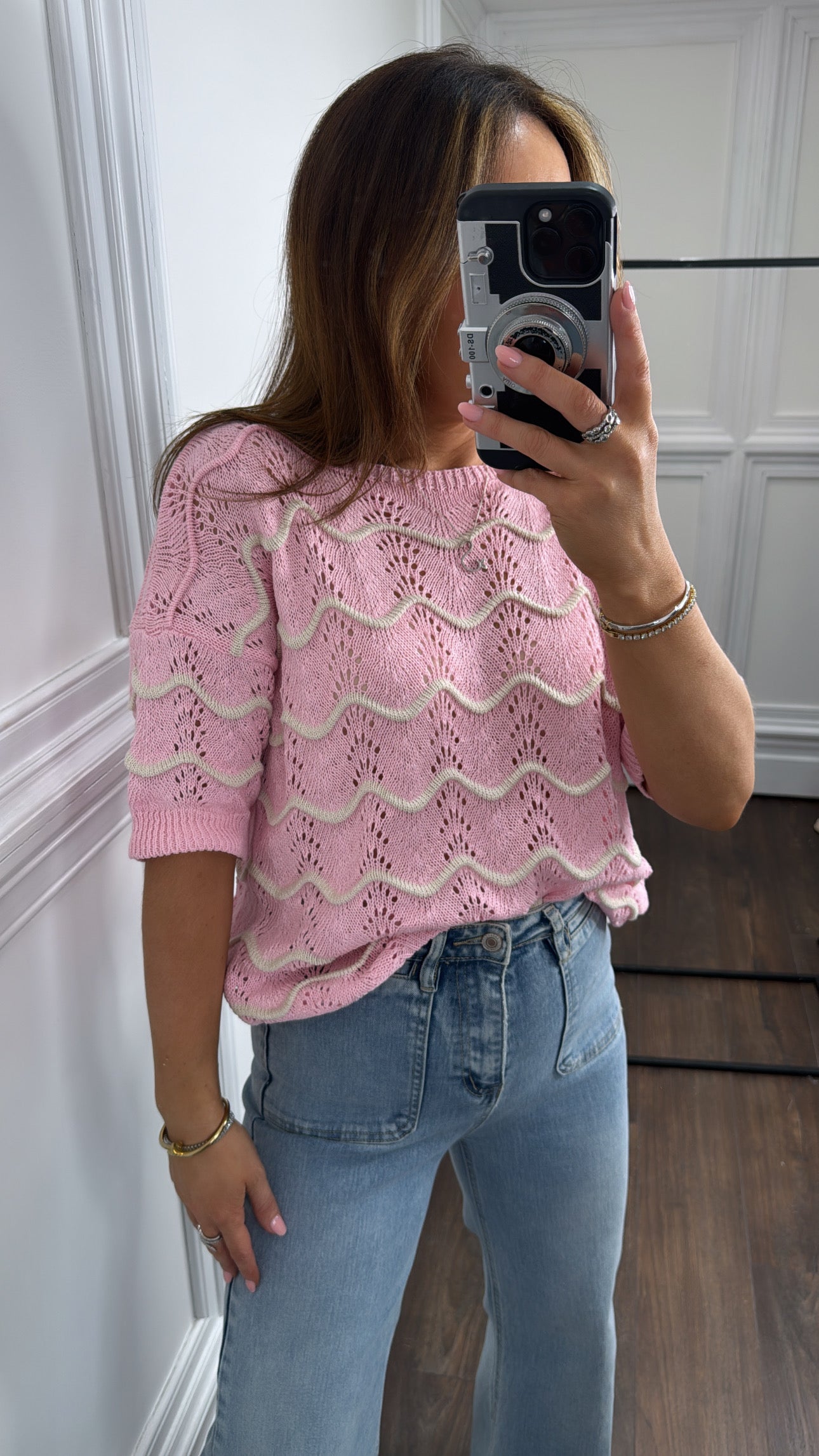 IVY pink wave knit top