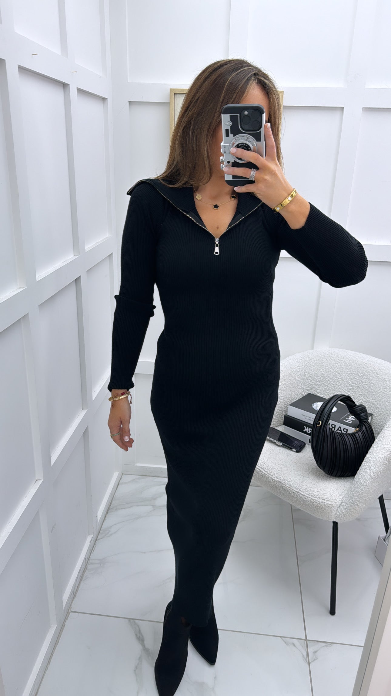 Macy's black midi dress best sale