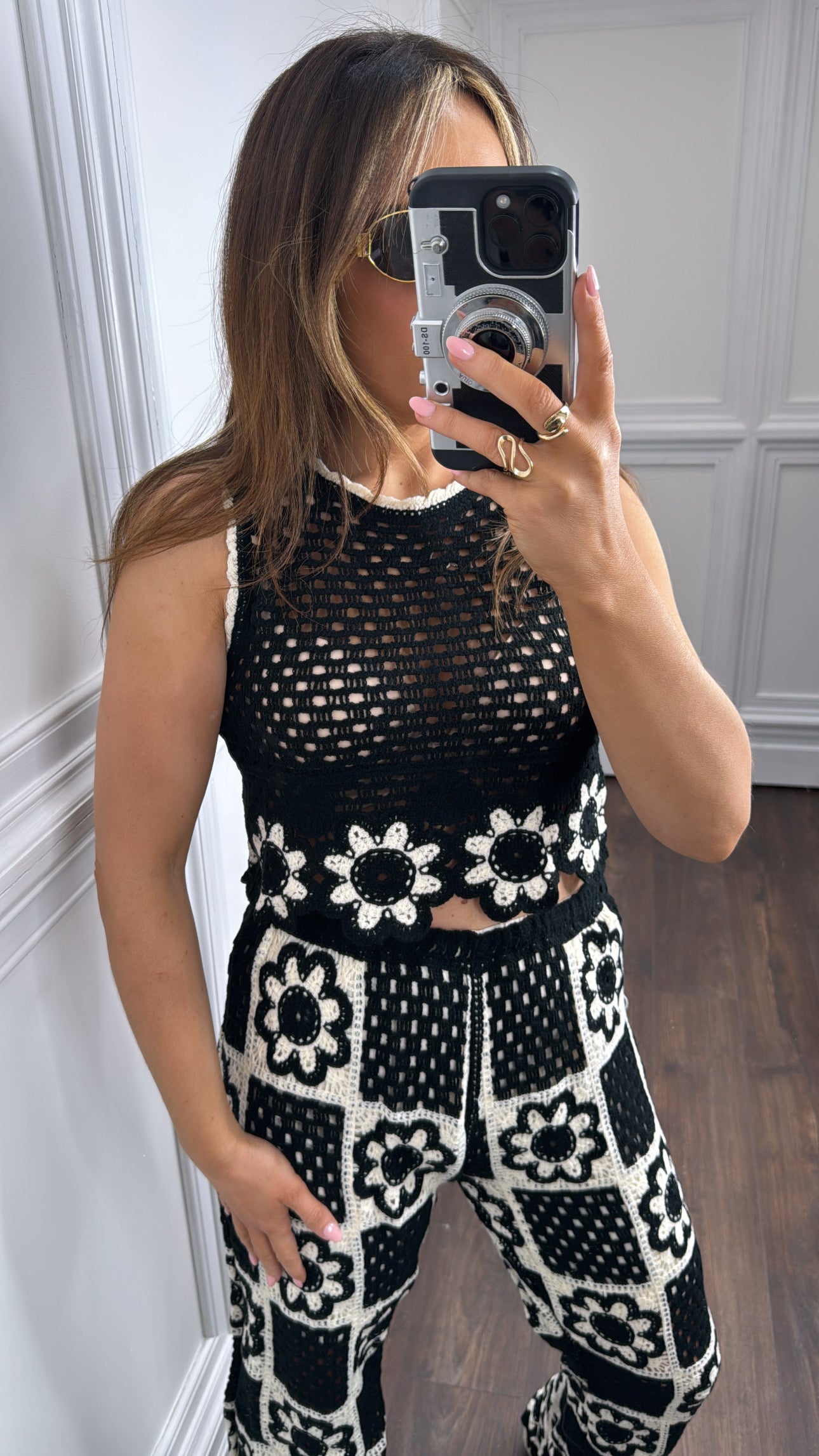 MAGGIE black and cream crochet co-ord