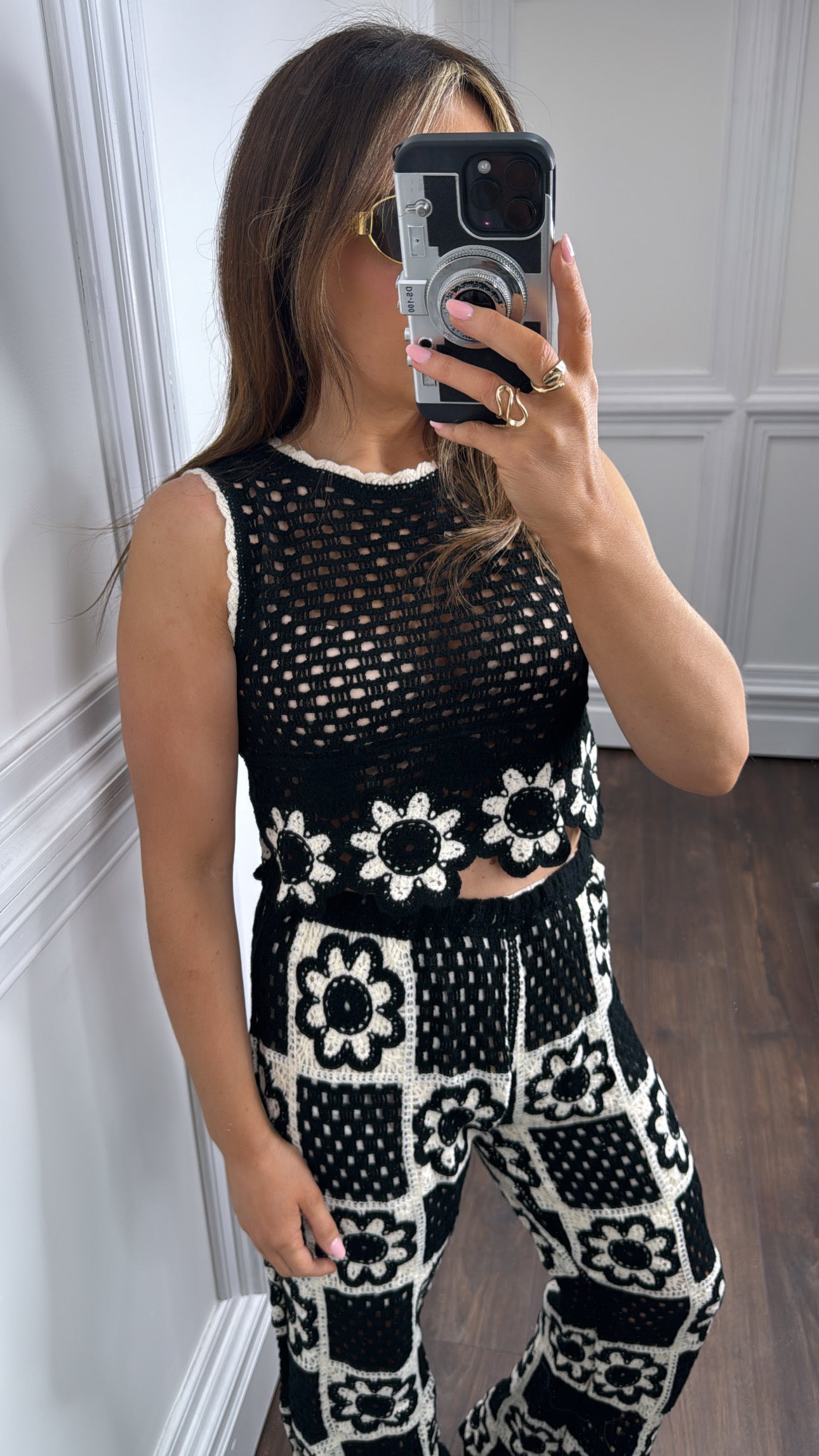MAGGIE black and cream crochet co-ord