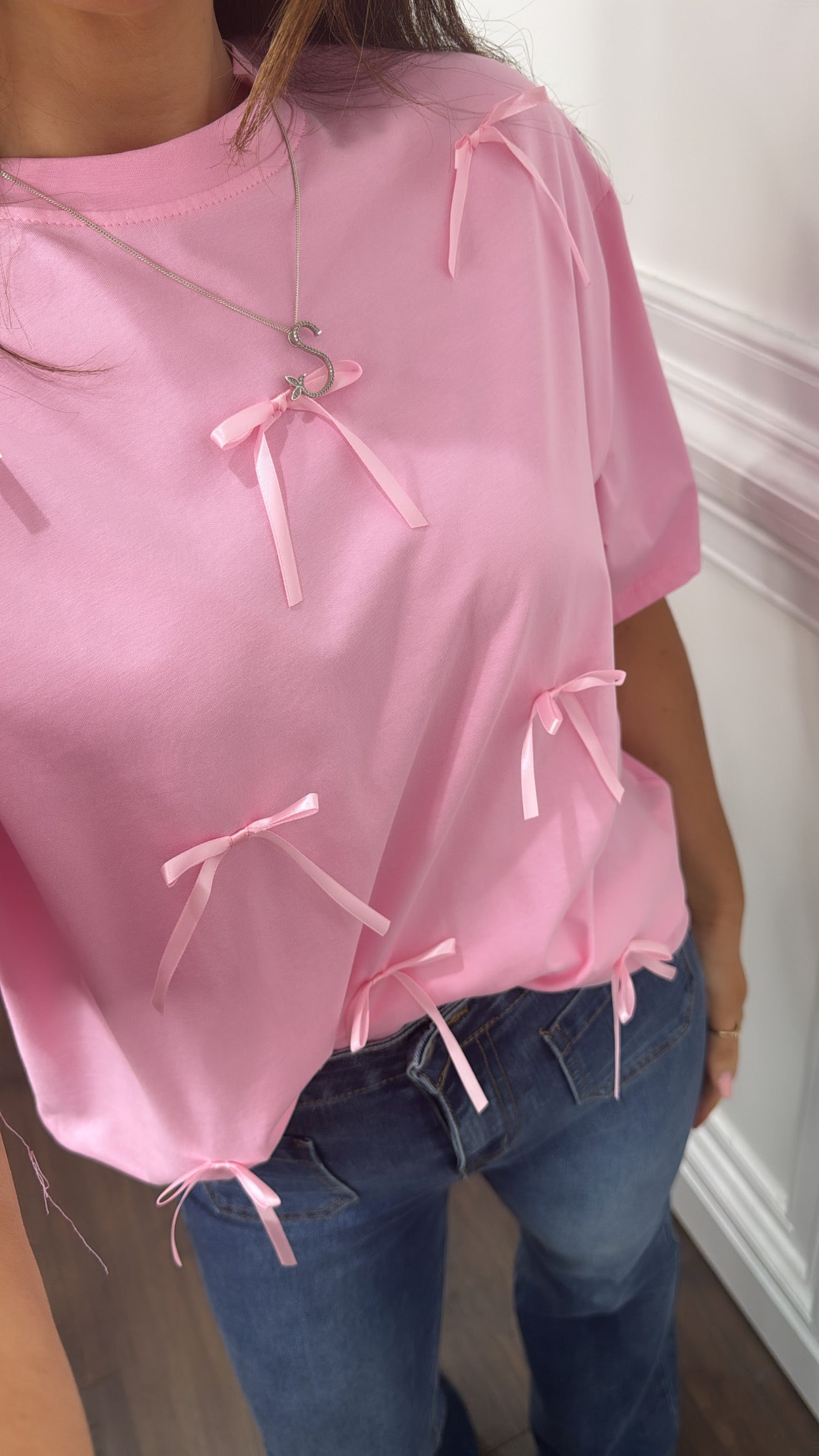 MILEY pink bow t-shirt