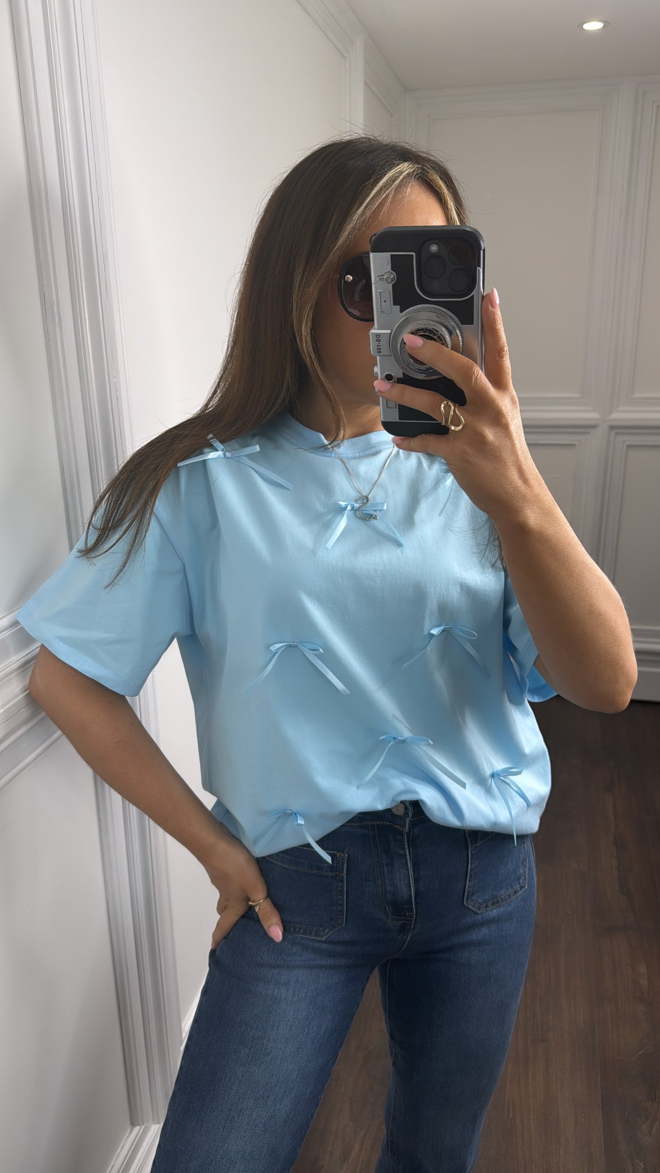 MILEY blue bow t-shirt