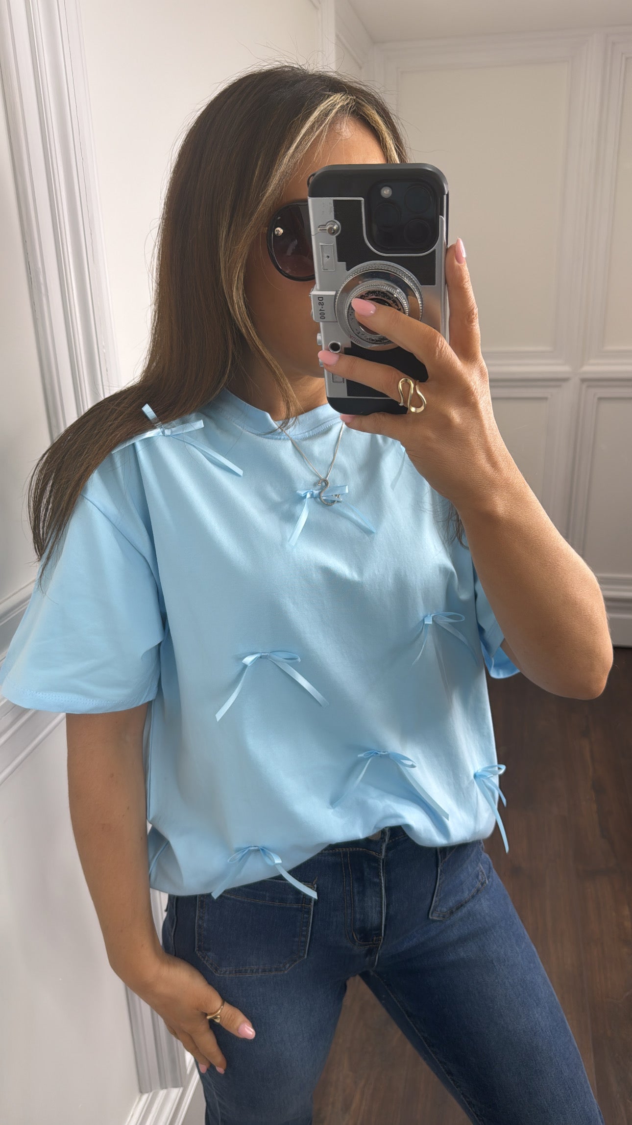 MILEY blue bow t-shirt