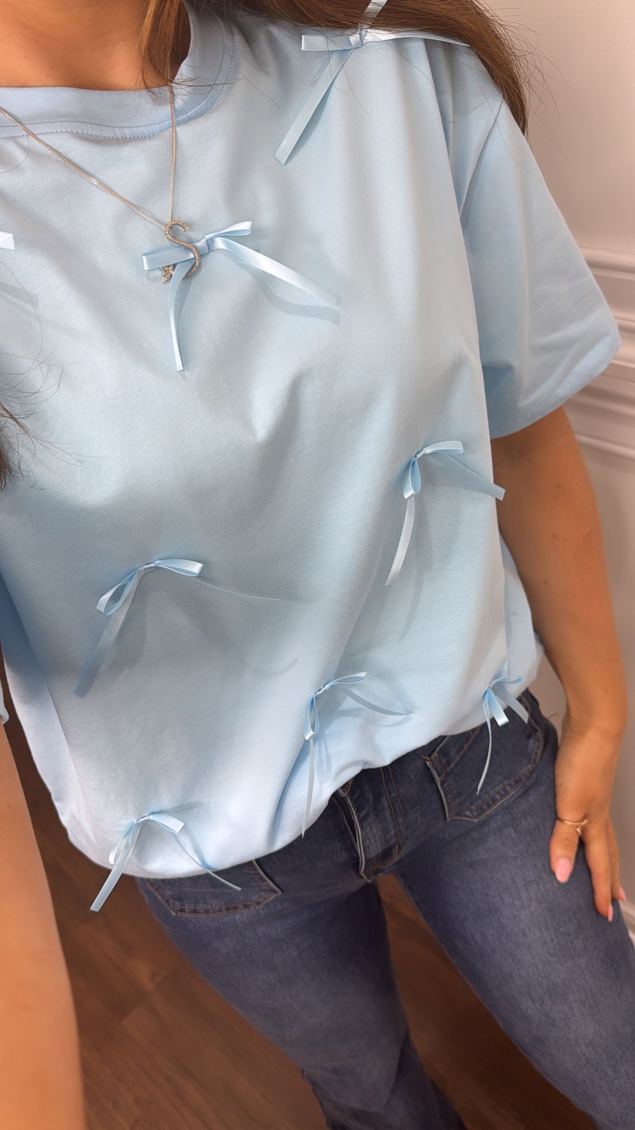 MILEY blue bow t-shirt