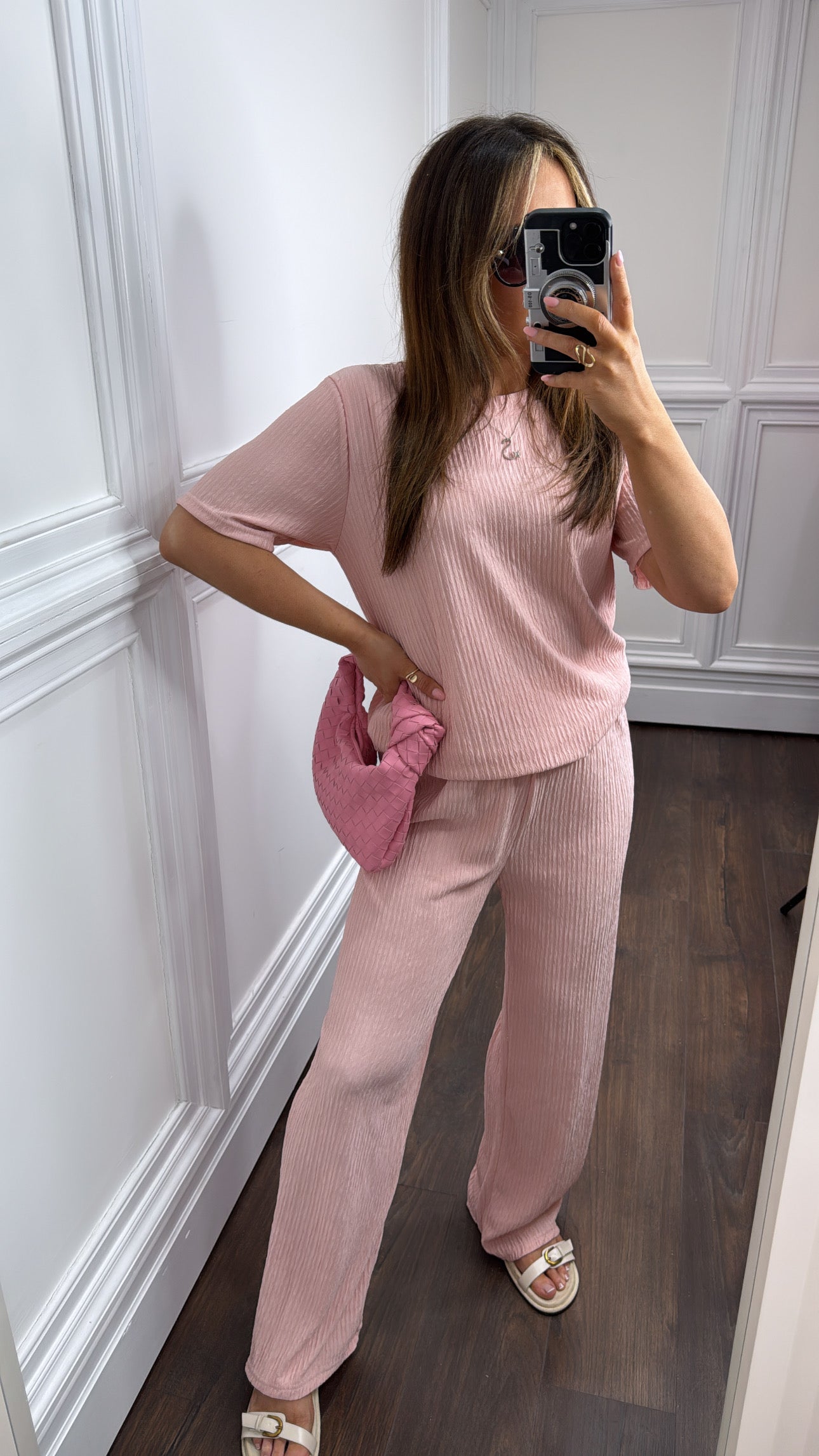 FRANCINE pink crinkle co-ord