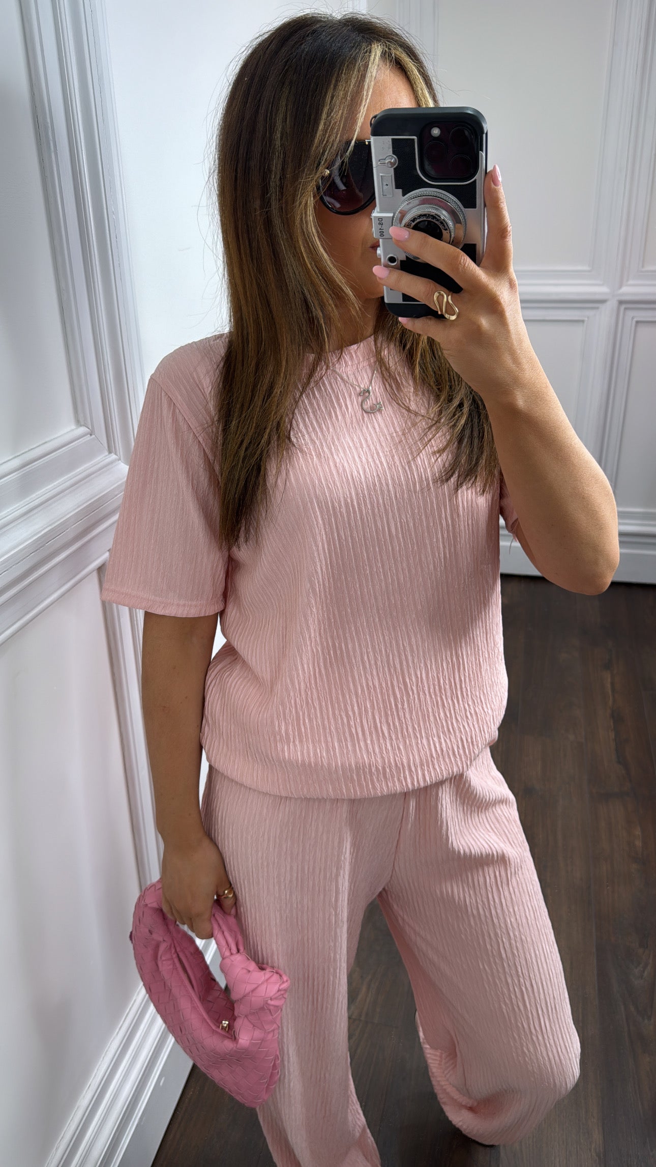 FRANCINE pink crinkle co-ord