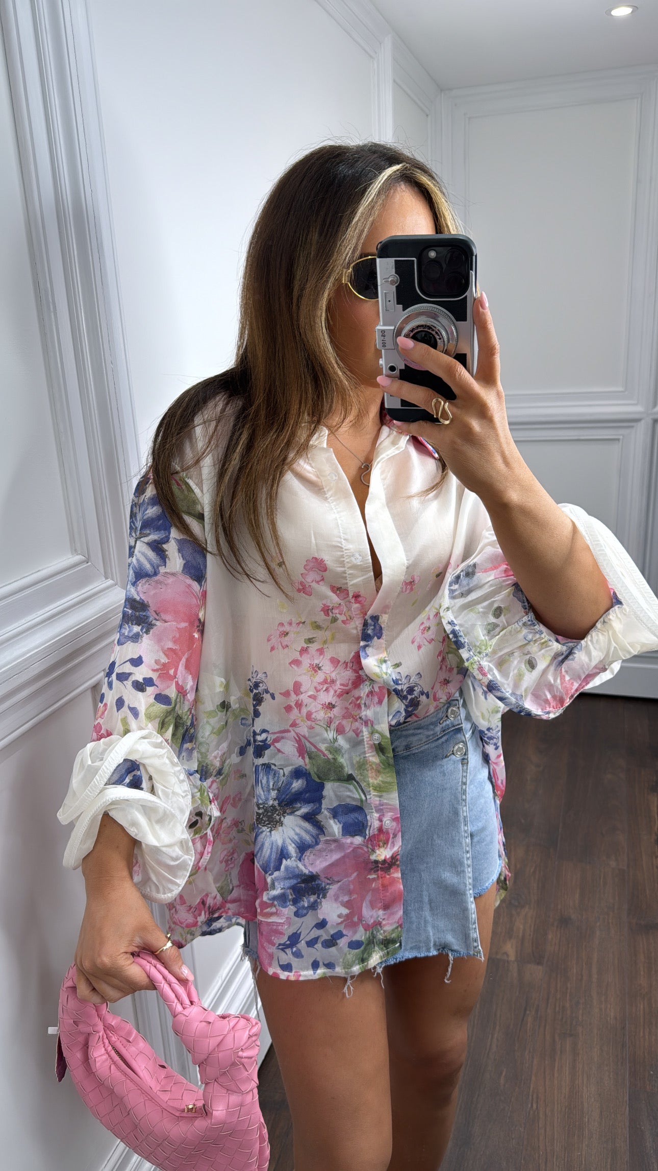 EVELYN cream sheer floral blouse with frill sleeves