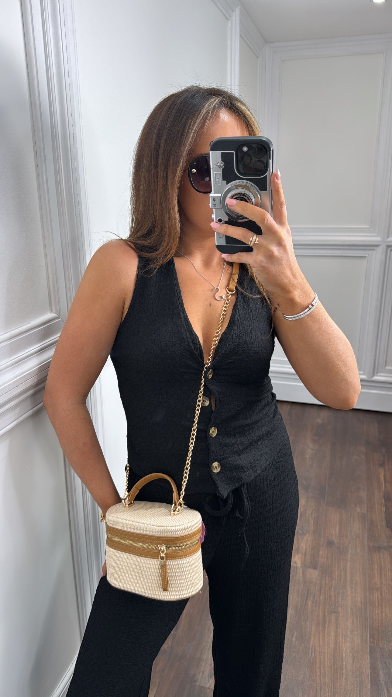 CIARA black crepe waist jacket and wide leg pants co-ord