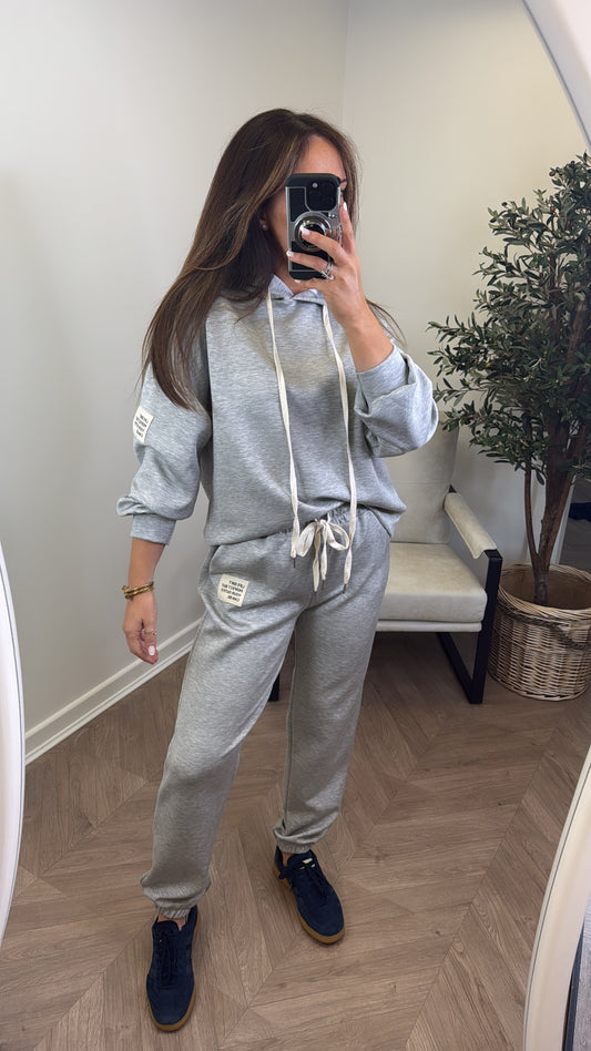 MELISSA grey hoody lounge set with badge detail