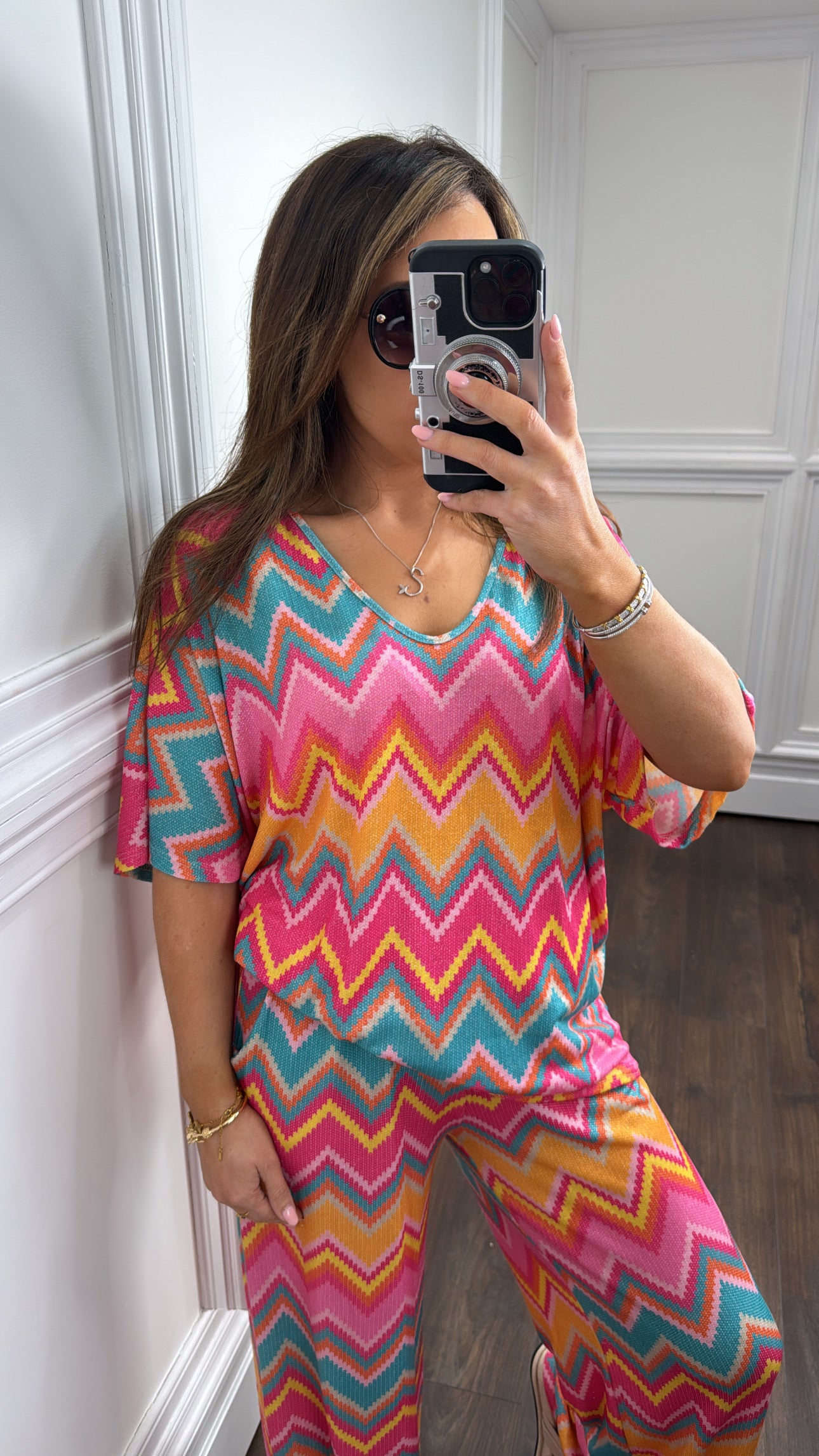 SASHA pink zig zag print co-ord