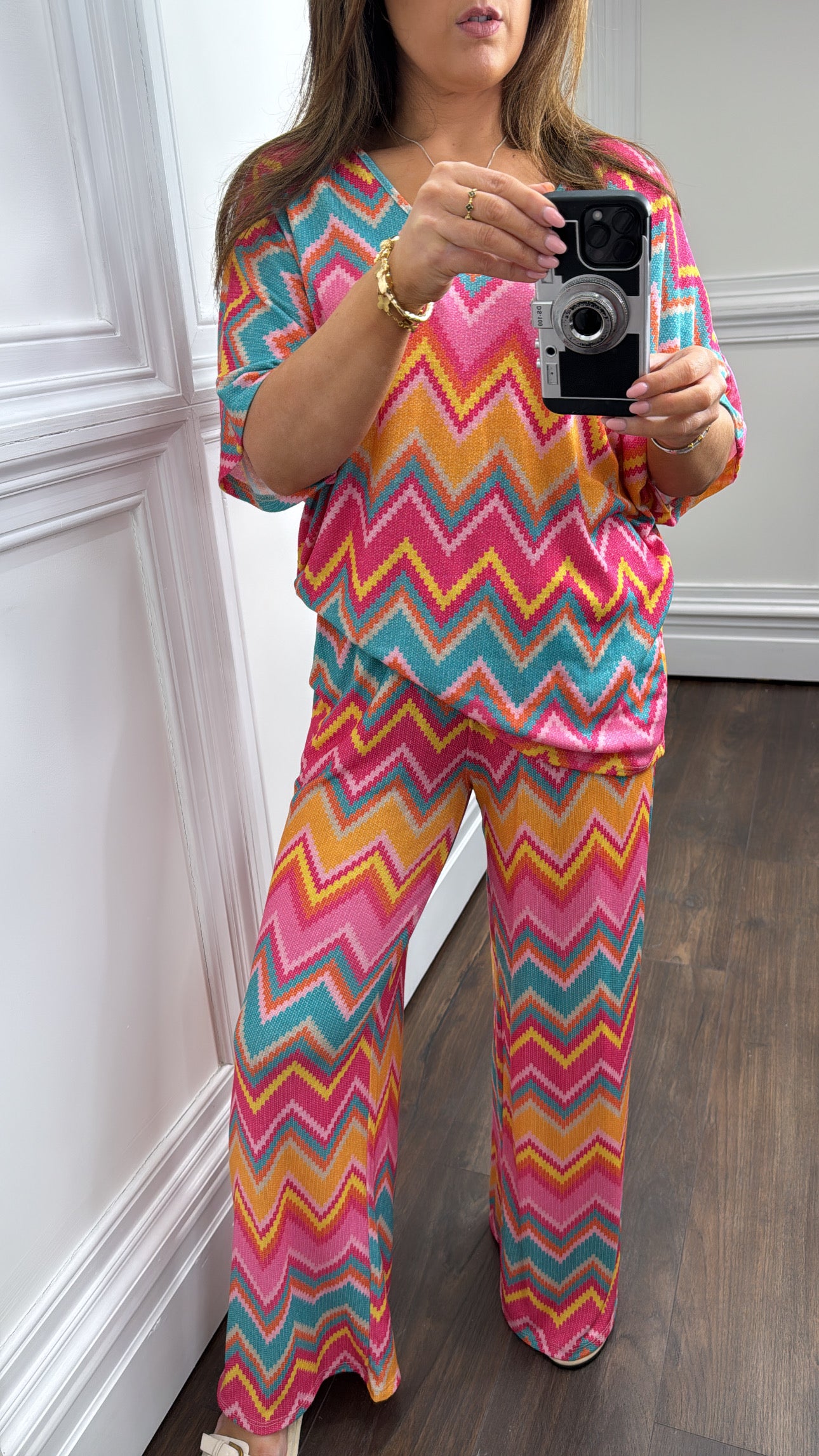 SASHA pink zig zag print co-ord